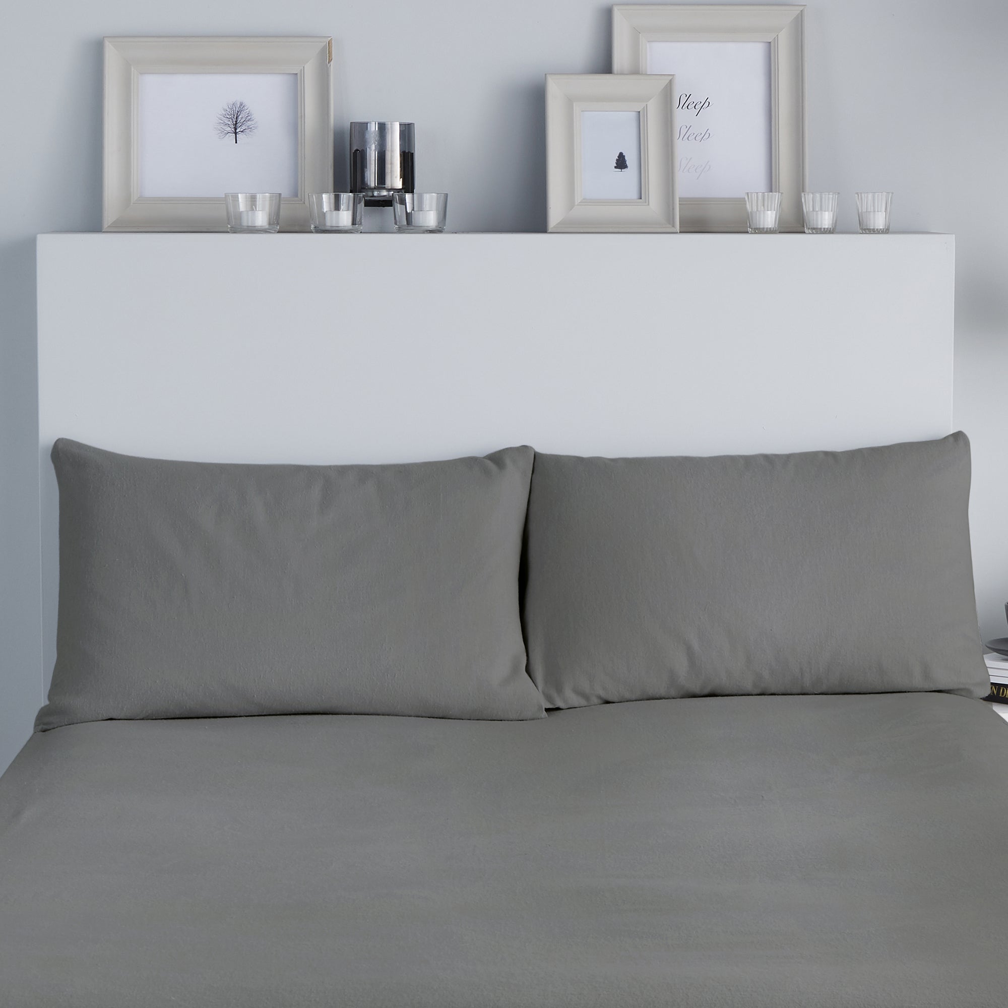 Brushed Bedding -  28cm Fitted Sheet and Optional Pillowcases -  in Charcoal by Fusion