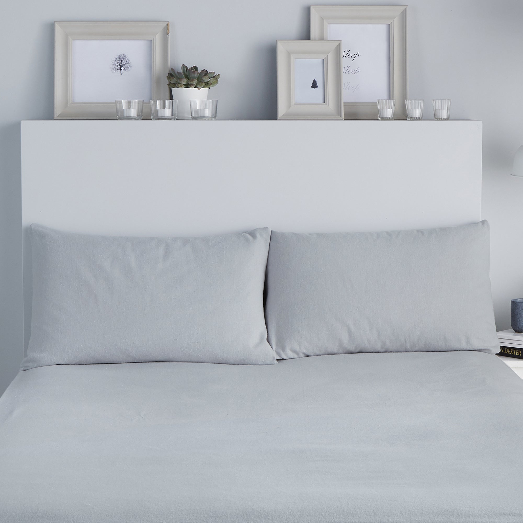 Brushed Bedding -  28cm Fitted Sheet and Optional Pillowcases -  in Silver by Fusion