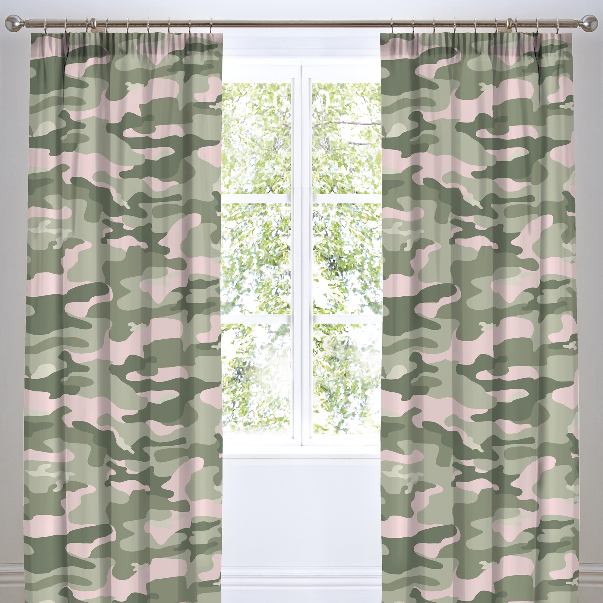Camouflage - Easy Care Duvet Cover Set, Curtains & Fitted Sheets in Pink - by Bedlam