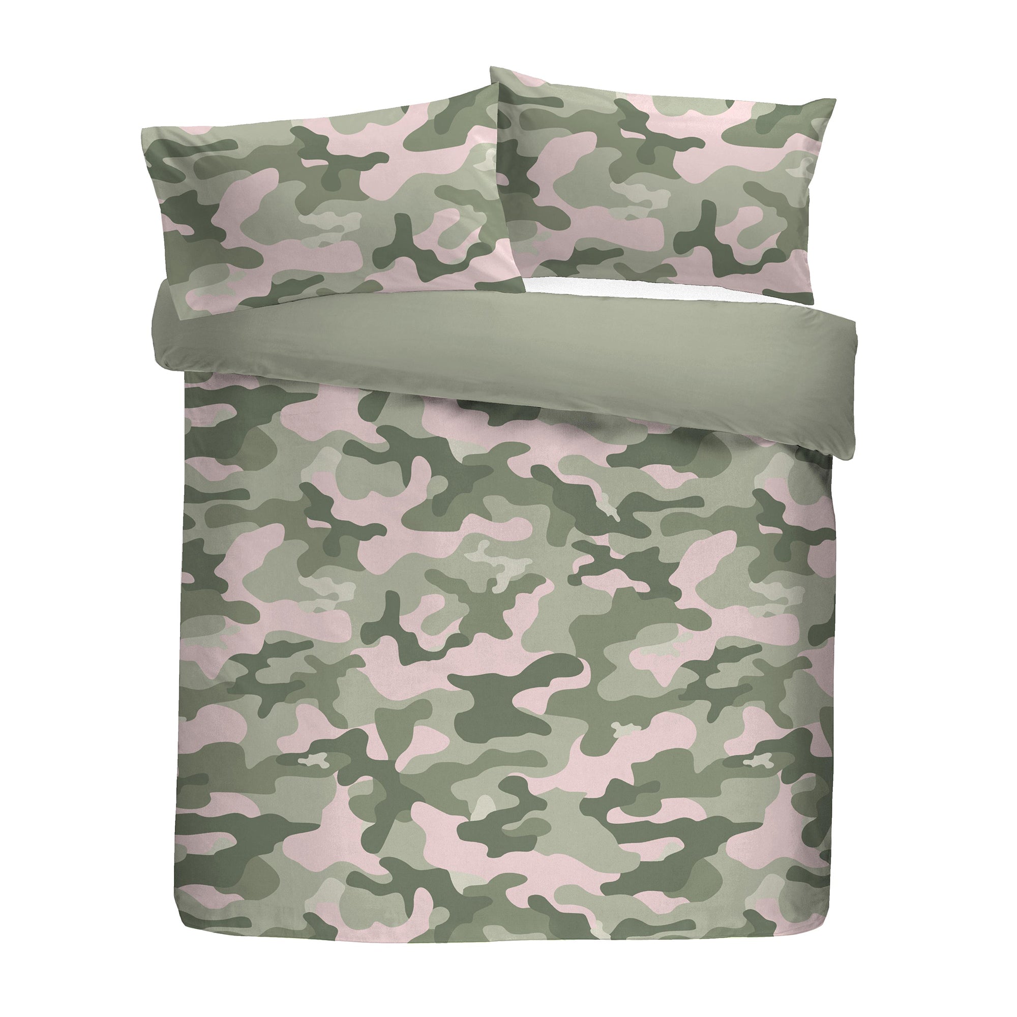 Camouflage - Easy Care Duvet Cover Set, Curtains & Fitted Sheets in Pink - by Bedlam