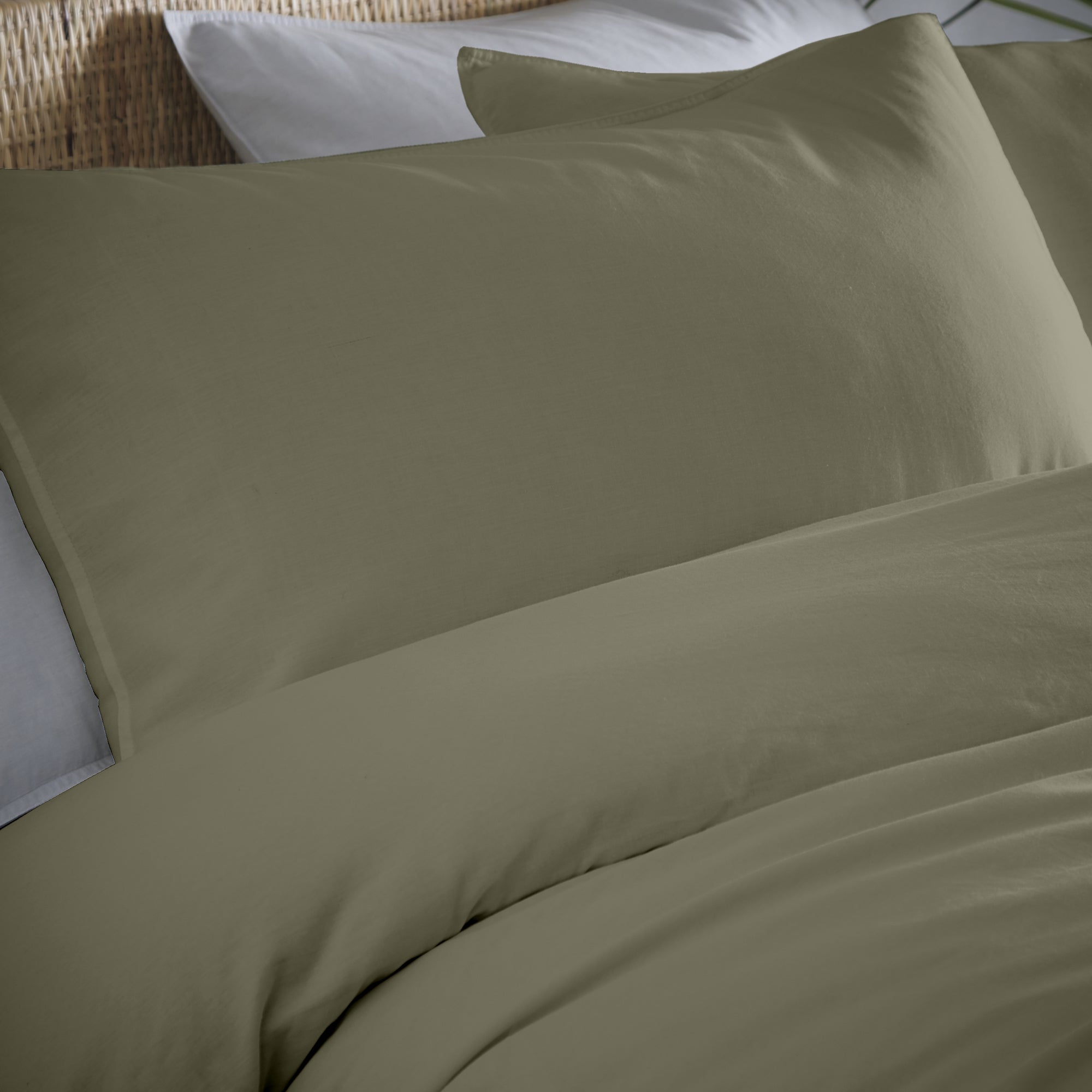 Cassia Khaki - 100% Relaxed Cotton Duvet Cover Set - by Appletree Loft