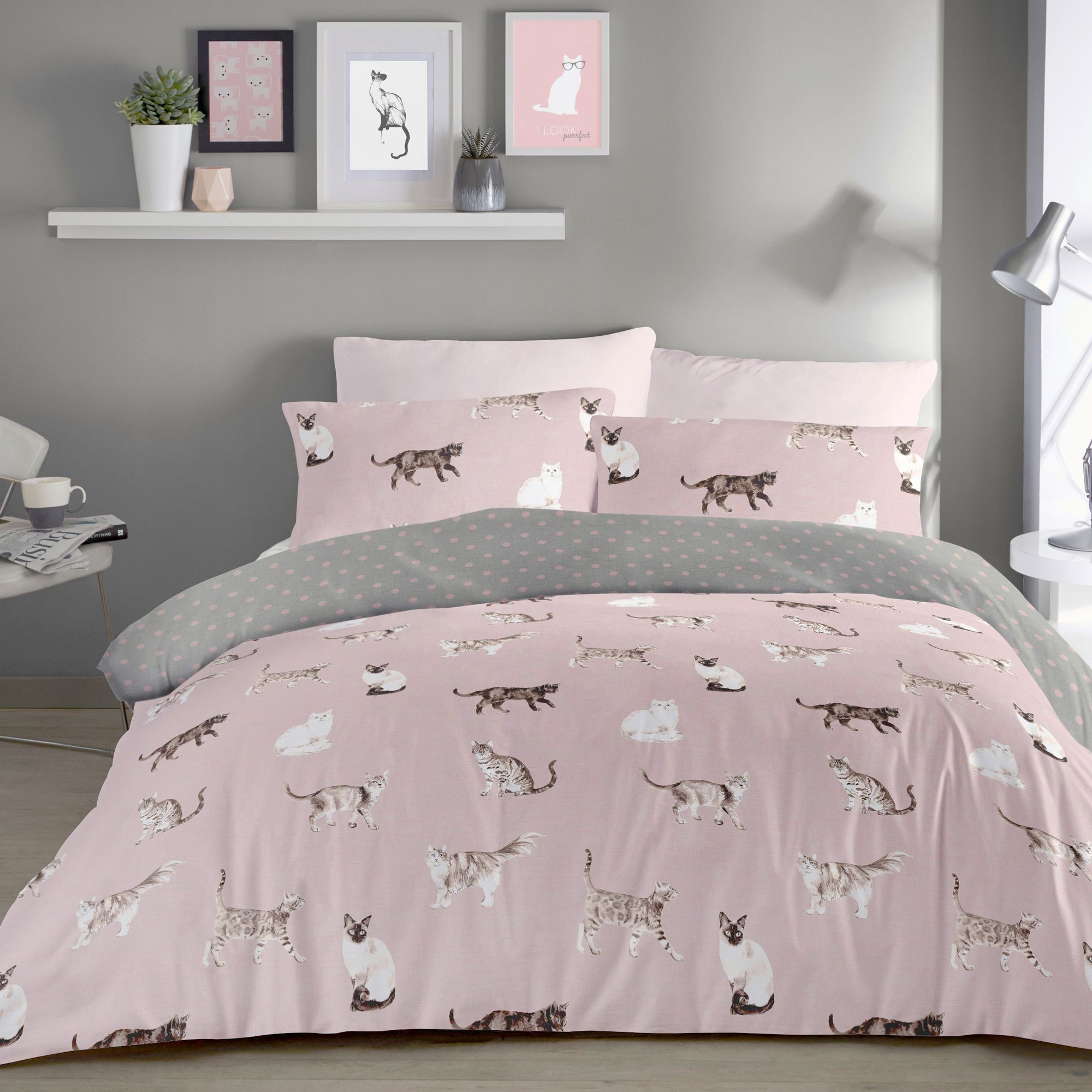 Cats	Blush - Easy Care Duvet Cover Set - By Fusion