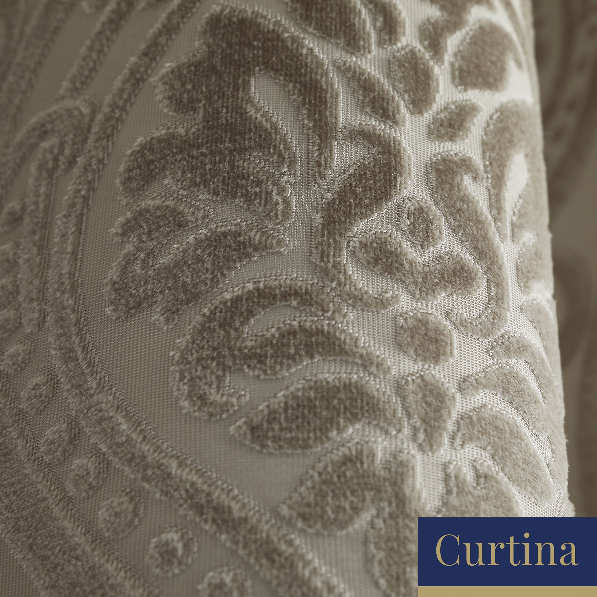 Chateau - Damask Jacquard Eyelet Curtains in Natural - By Curtina