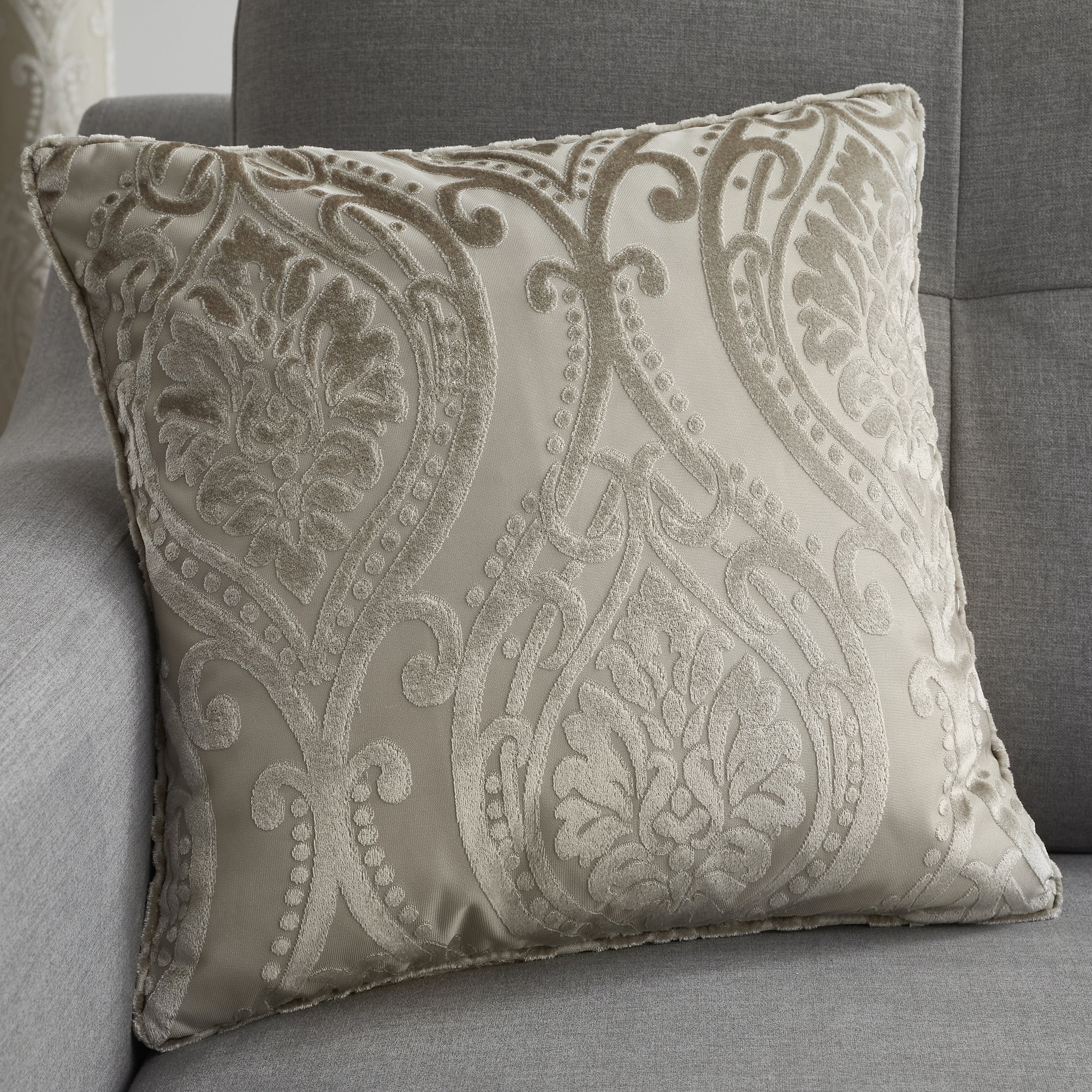 Chateau - Jacquard Filled Cushion in Natural - by Curtina