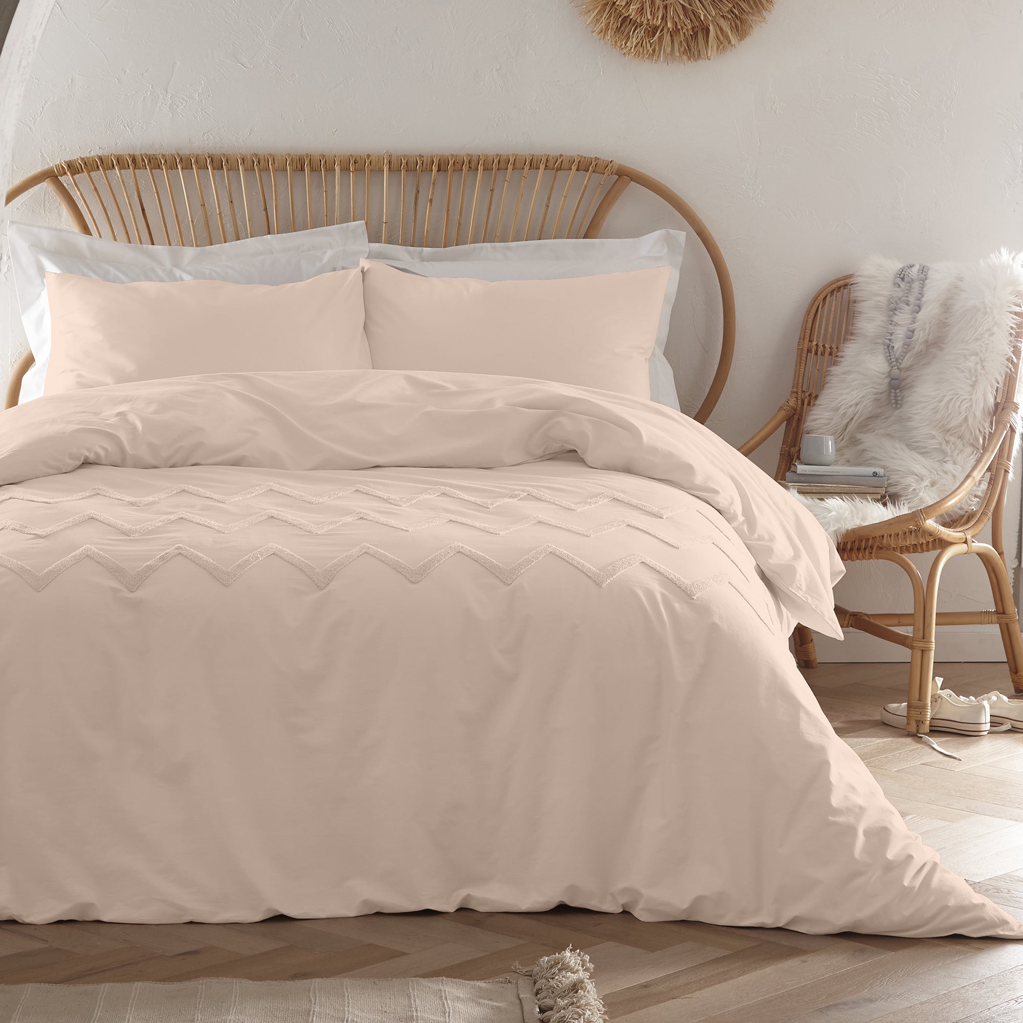 Chevron Tuft - Tufted 100% Cotton Duvet Cover Set in Blush - by Appletree Boutique