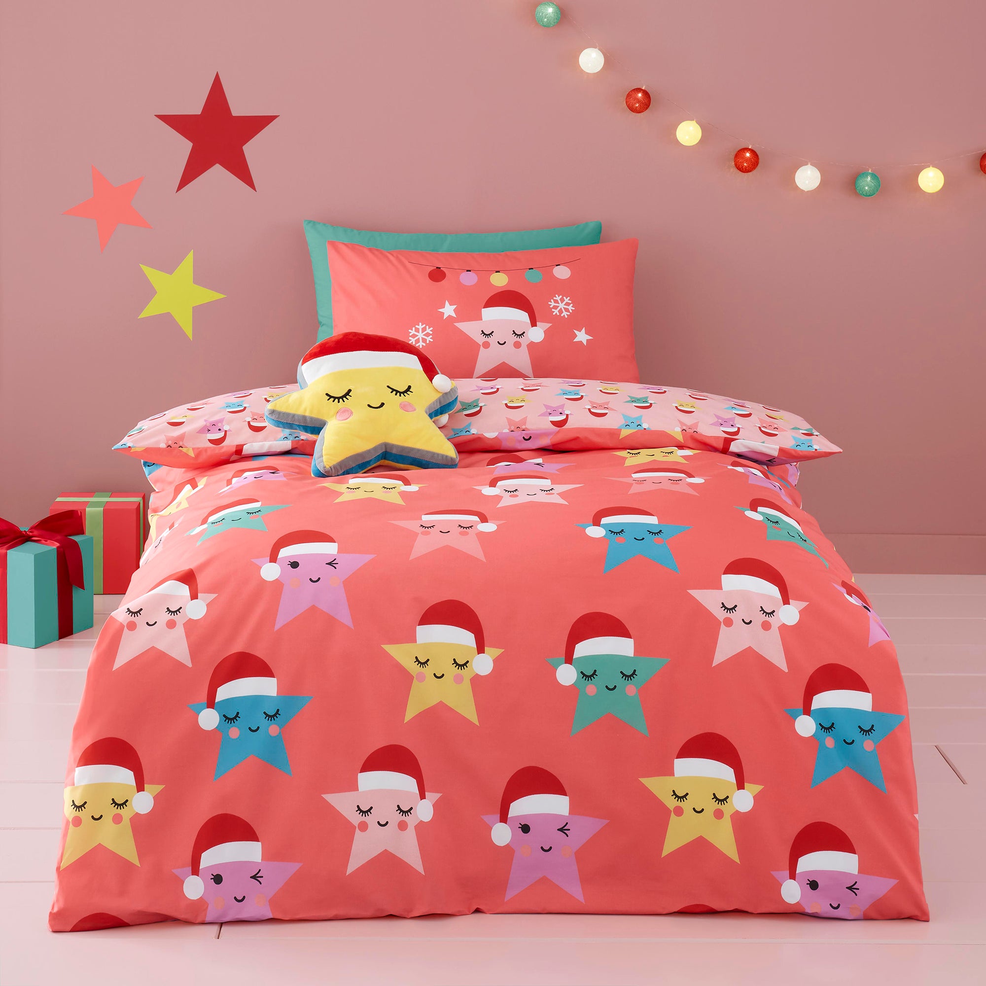 Christmas Happy Stars - 100% Cotton Duvet Cover Set - by Cosatto