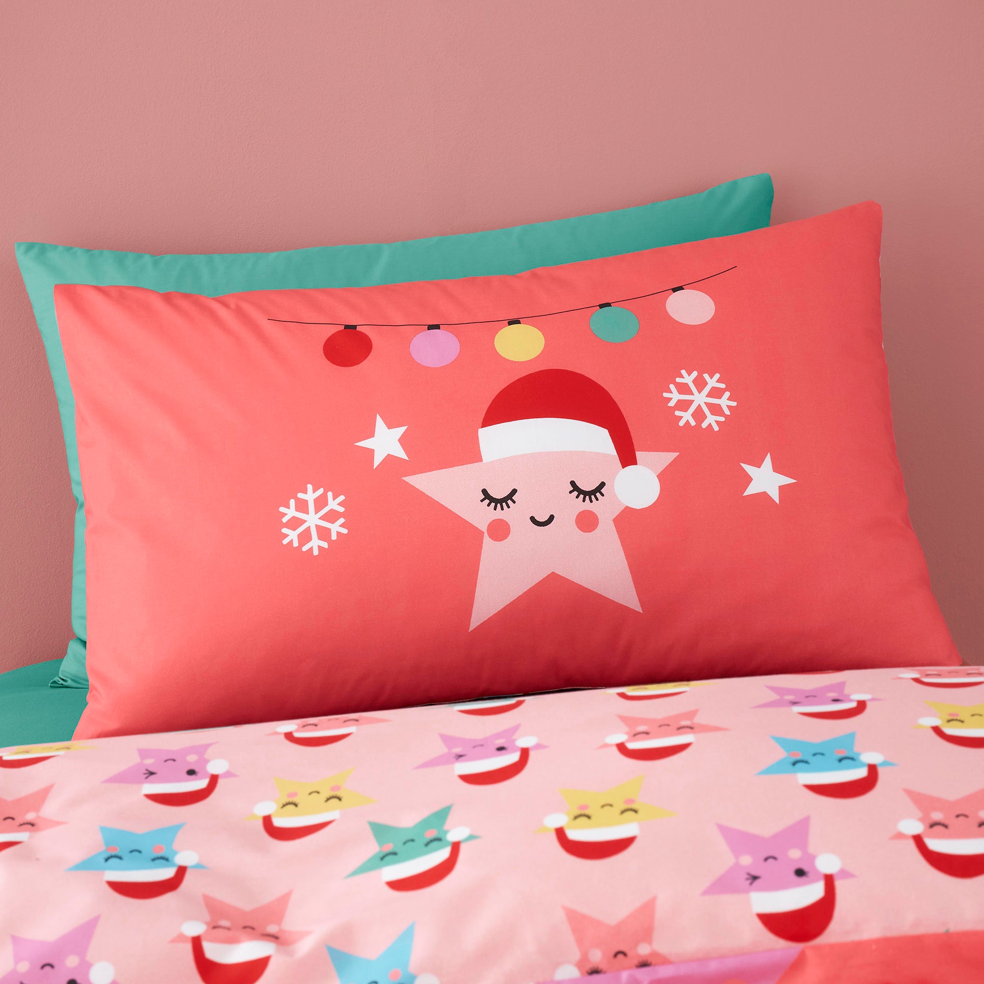 Christmas Happy Stars - 100% Cotton Duvet Cover Set - by Cosatto