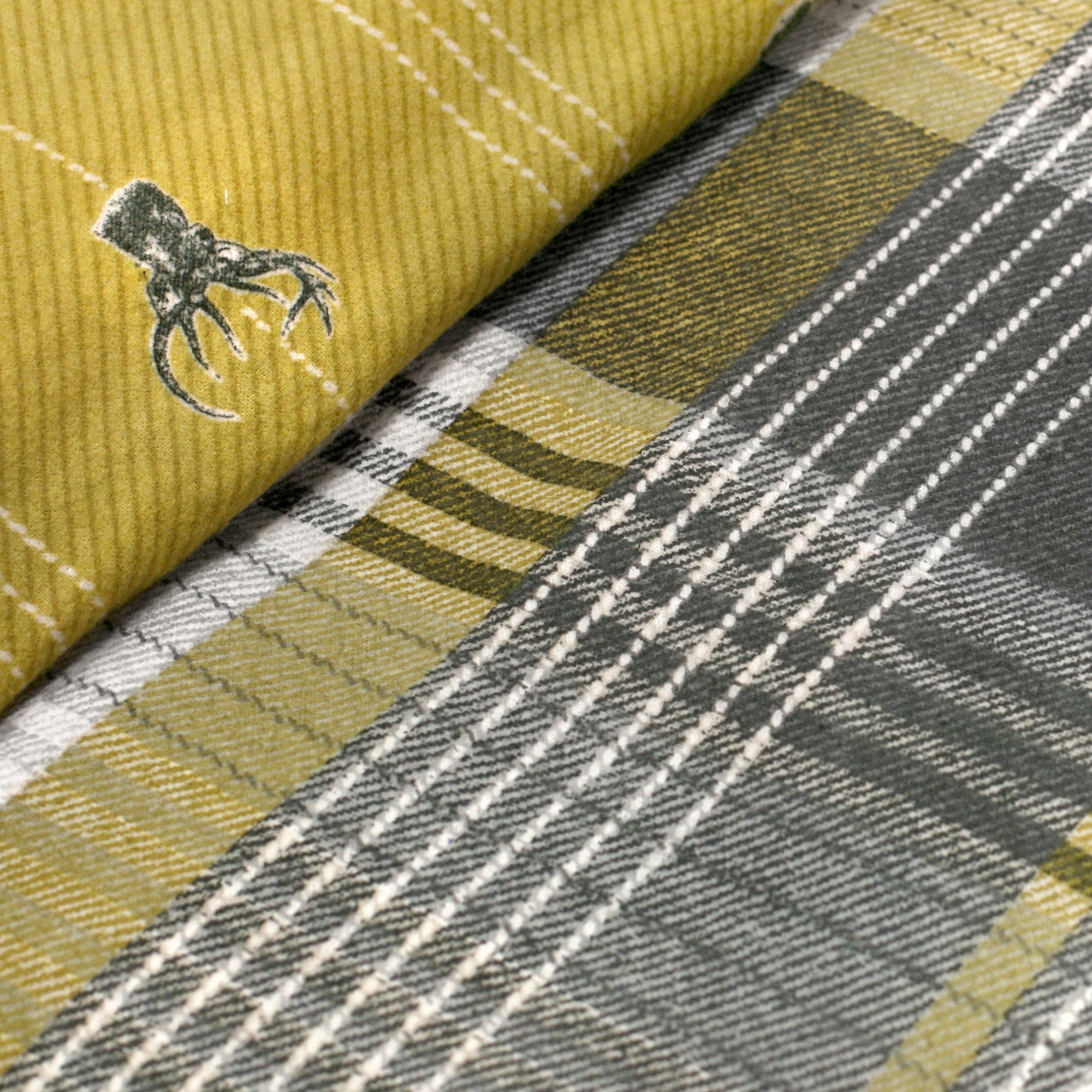 Connolly Check - 100% Brushed Cotton Checked Duvet Set in Ochre- by D&D Lodge