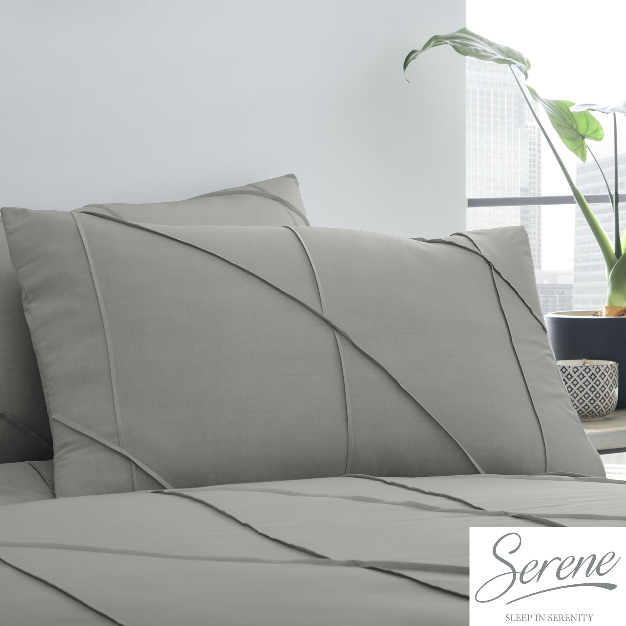 Dart - Pleated Duvet Cover Set in Grey - by Serene