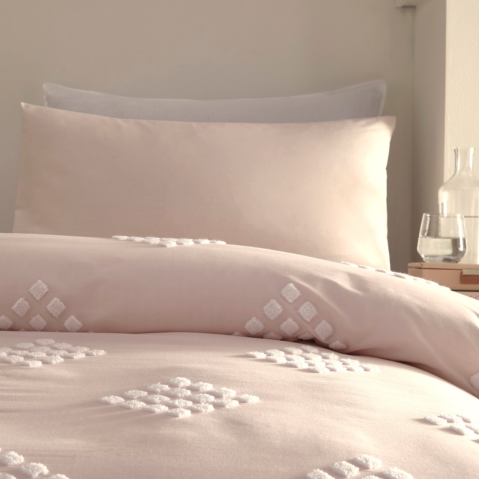 Diamond Tuft - 100% Cotton Duvet Cover Set in Blush - by Appletree Boutique
