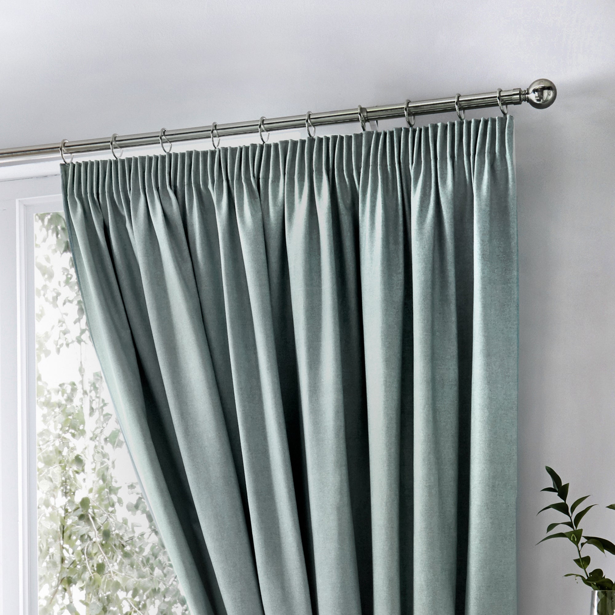 Dijon - Blackout Pair of Pencil Pleat Curtains in Duck Egg - by Fusion