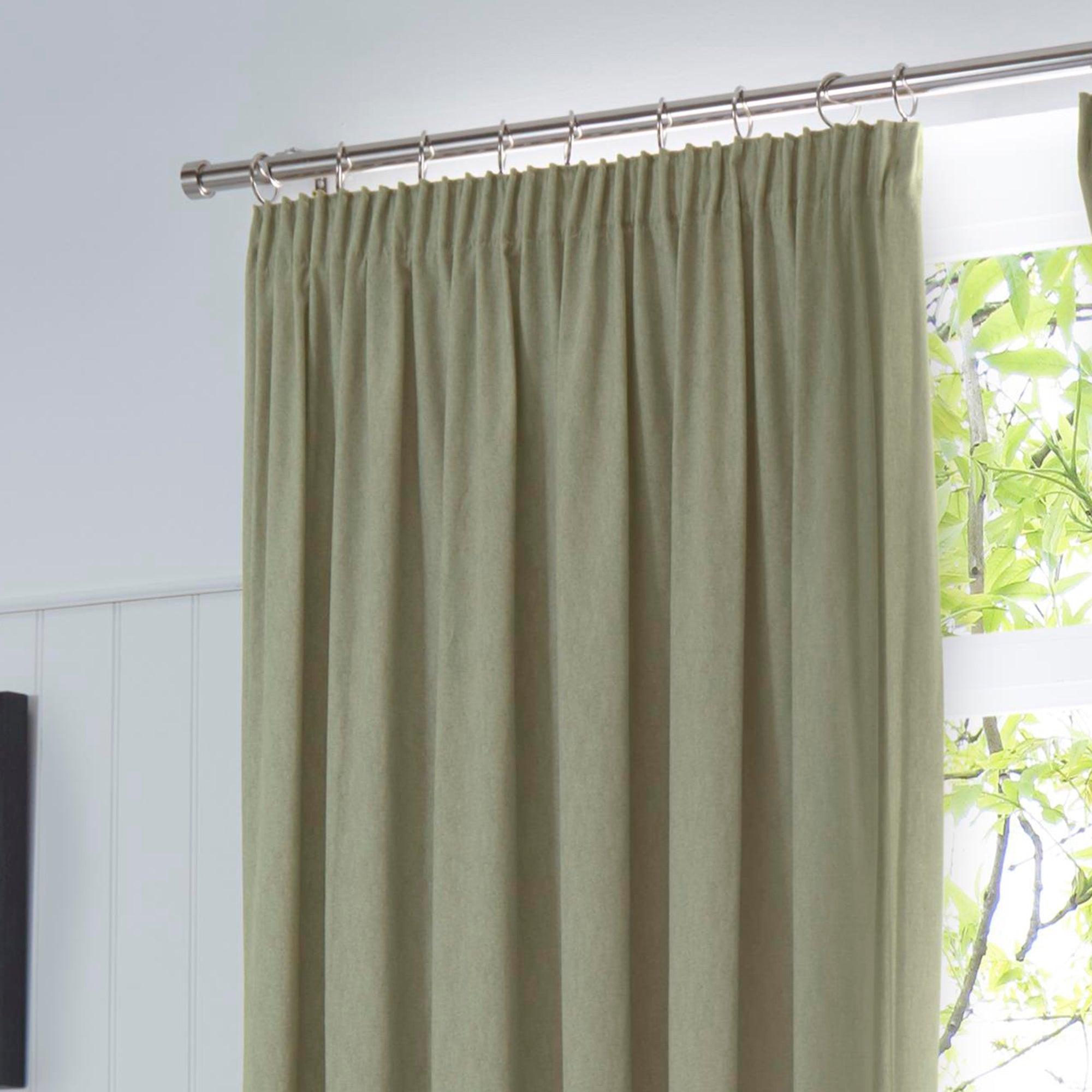 Dijon - Blackout / Thermal Insulated Pair of Pencil Pleat Curtains in Green - by Fusion