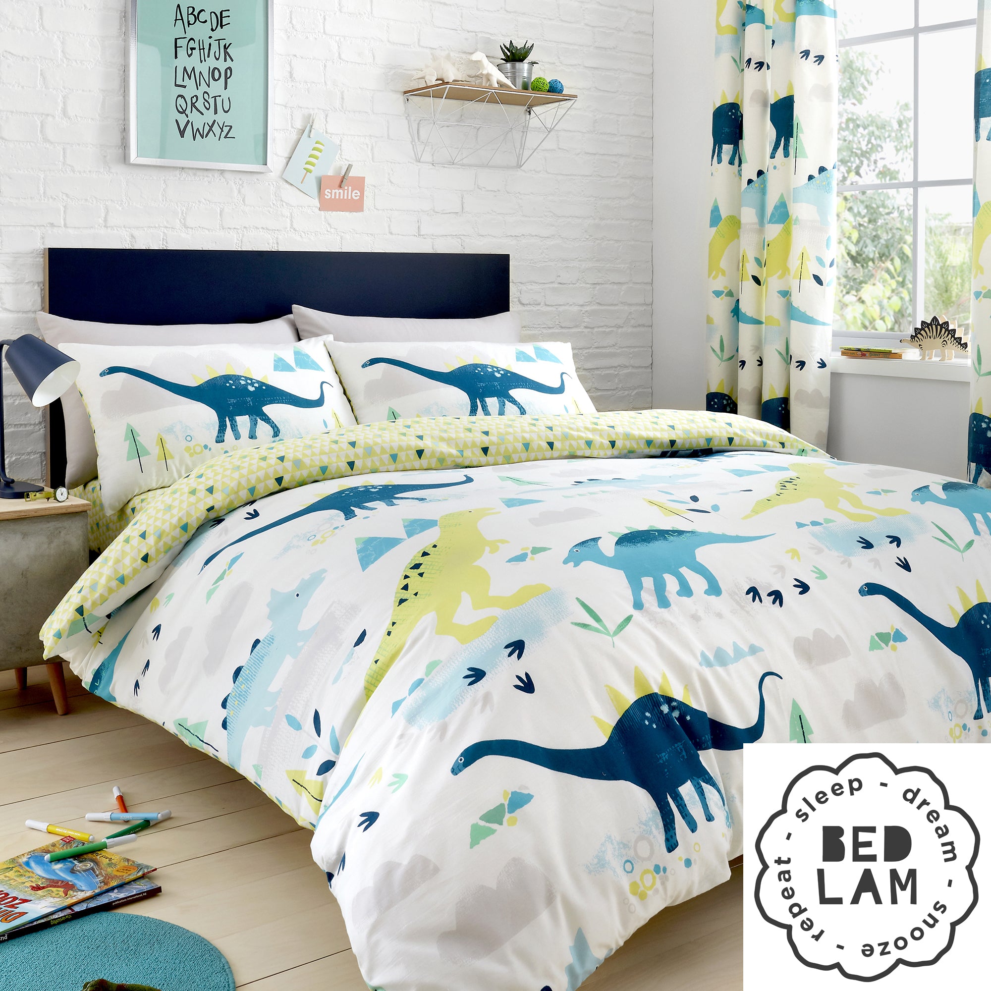 Dino - Glow In The Dark Bedding, Curtains & Fitted Sheets - by Bedlam