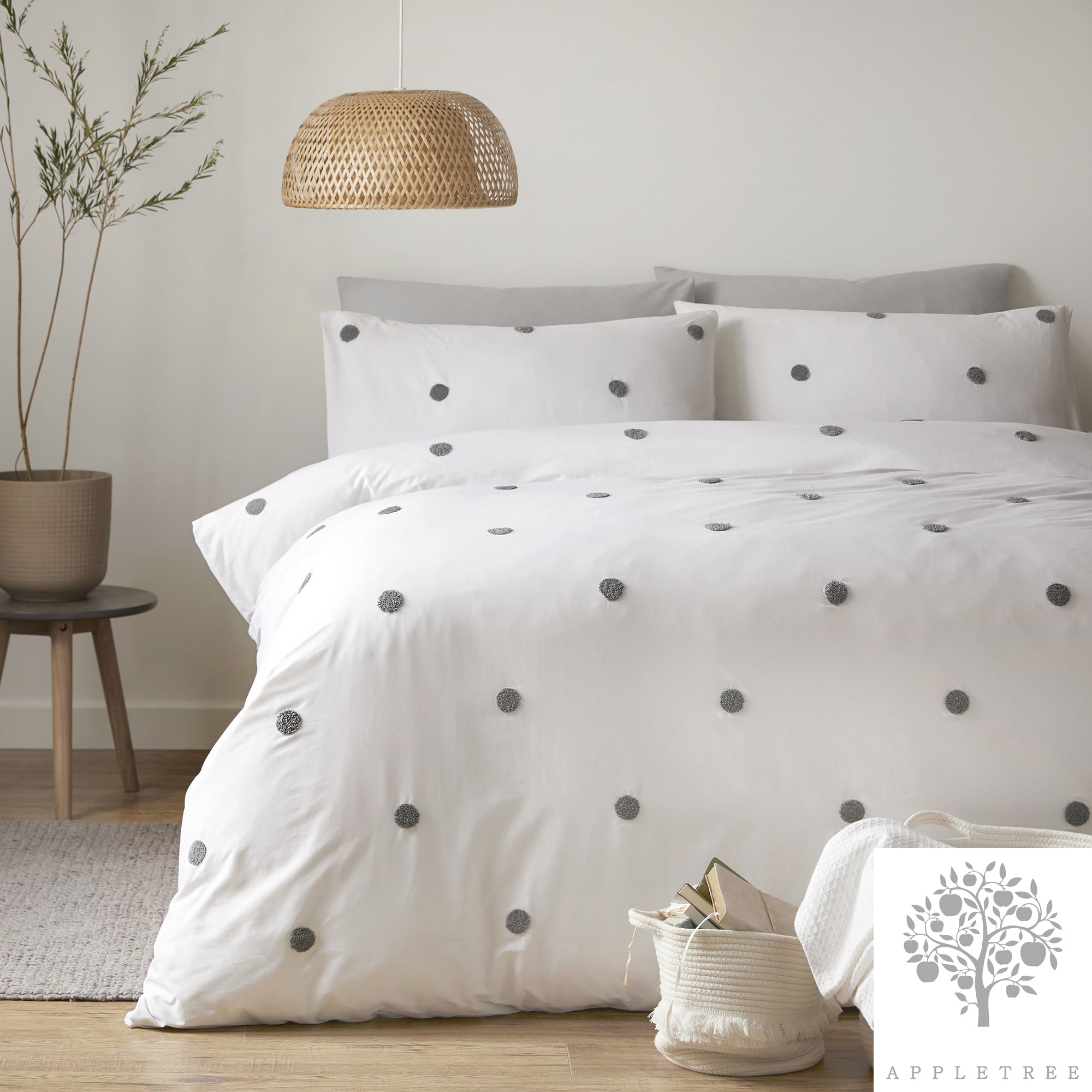 Dot Garden - 100% Cotton Duvet Cover Set in Slate - by Appletree Boutique