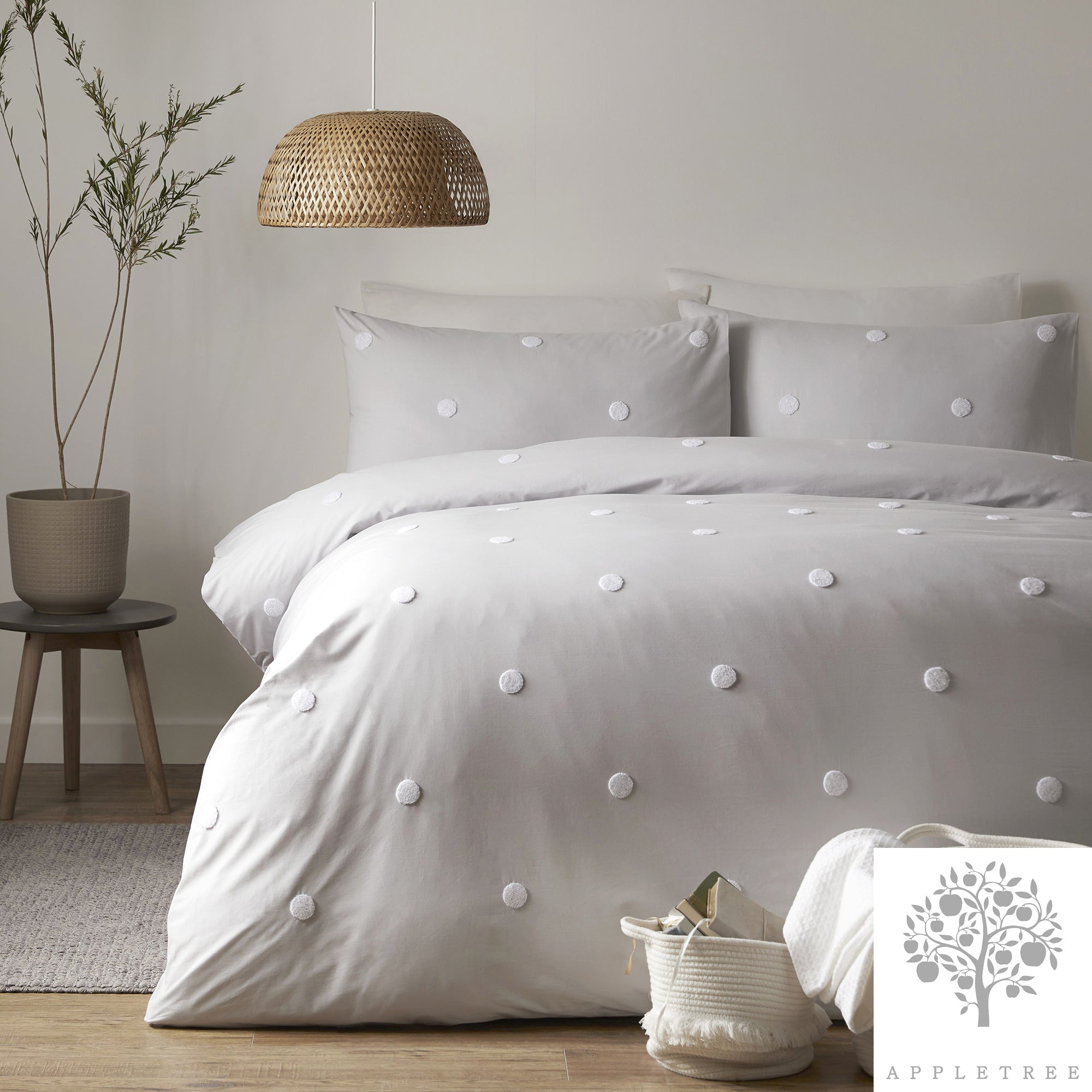 Dot Garden - 100% Cotton Duvet Cover Set in Silver - by Appletree Boutique