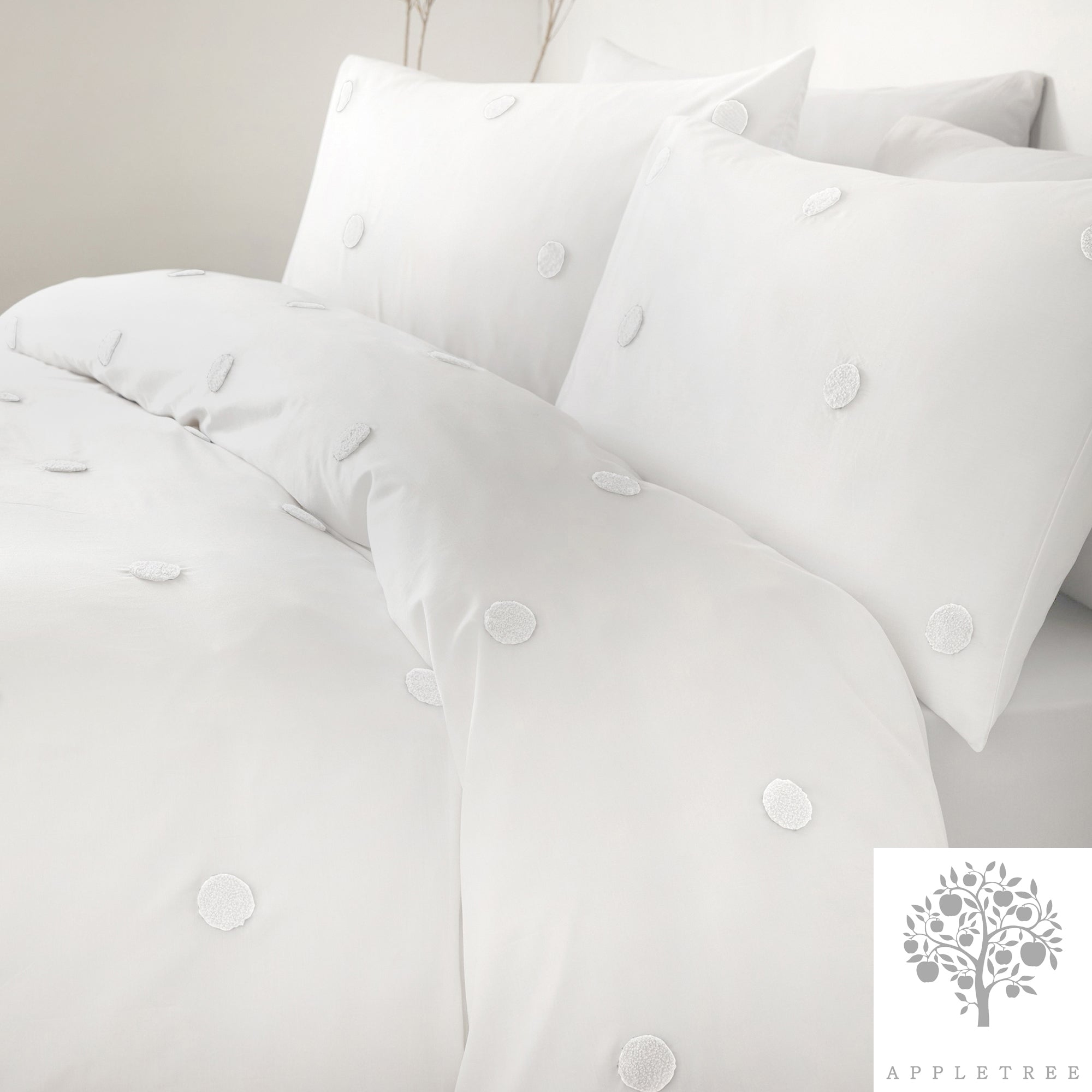 Dot Garden - 100% Cotton Duvet Cover Set in White - by Appletree Boutique