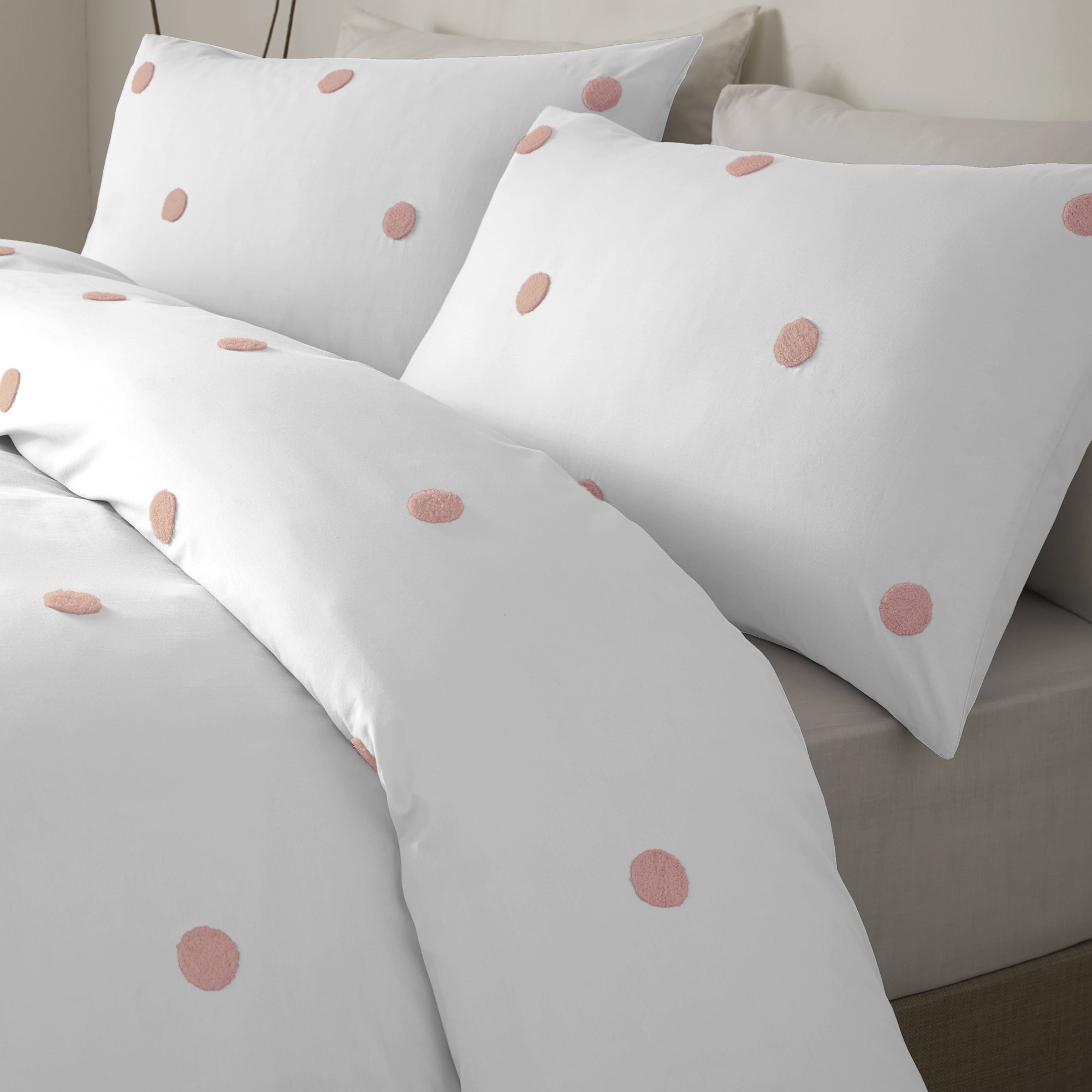 Dot Garden - 100% Cotton Duvet Cover Set in White & Pink - by Appletree Boutique