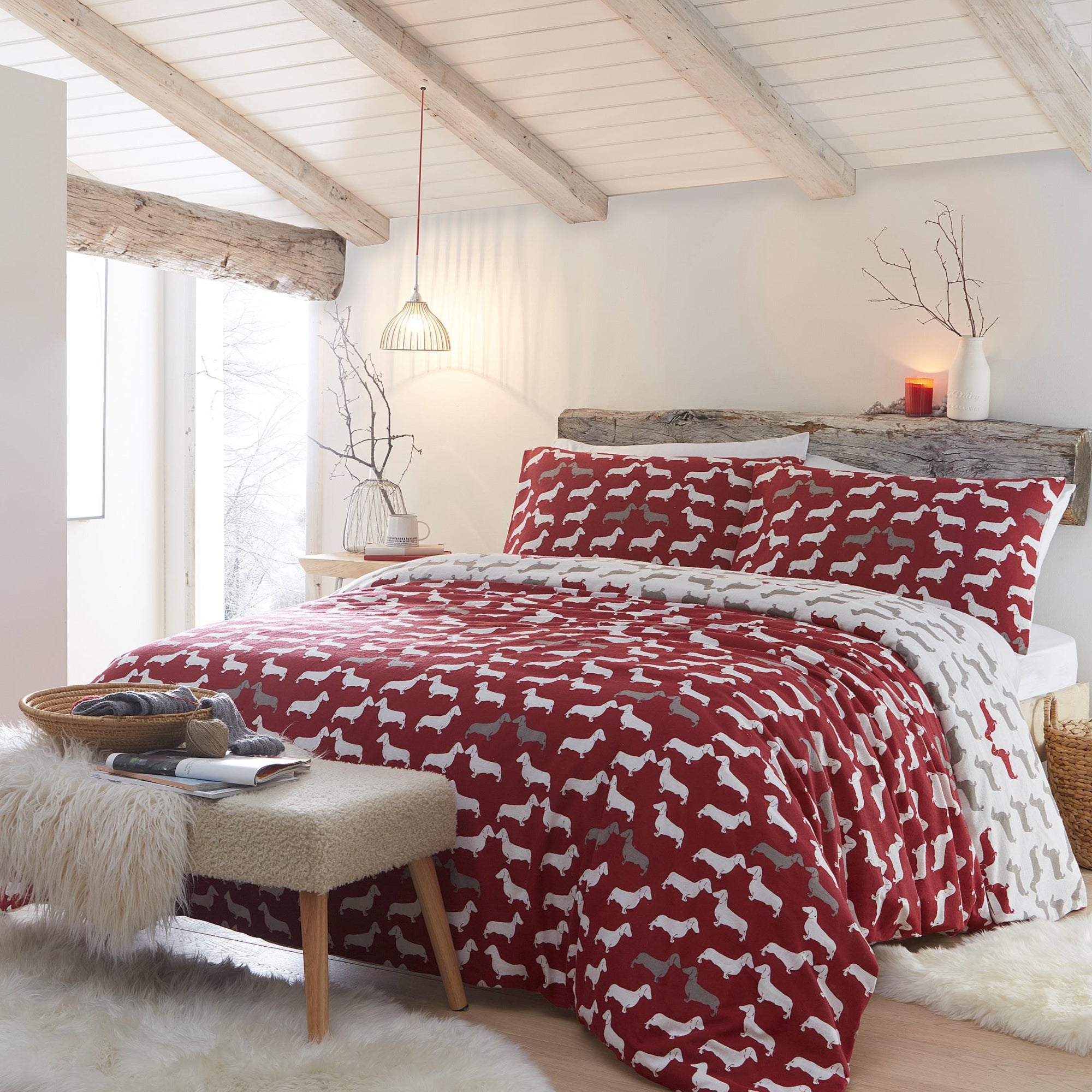 Duvet Cover Set Dudley Love by Fusion Snug in Red