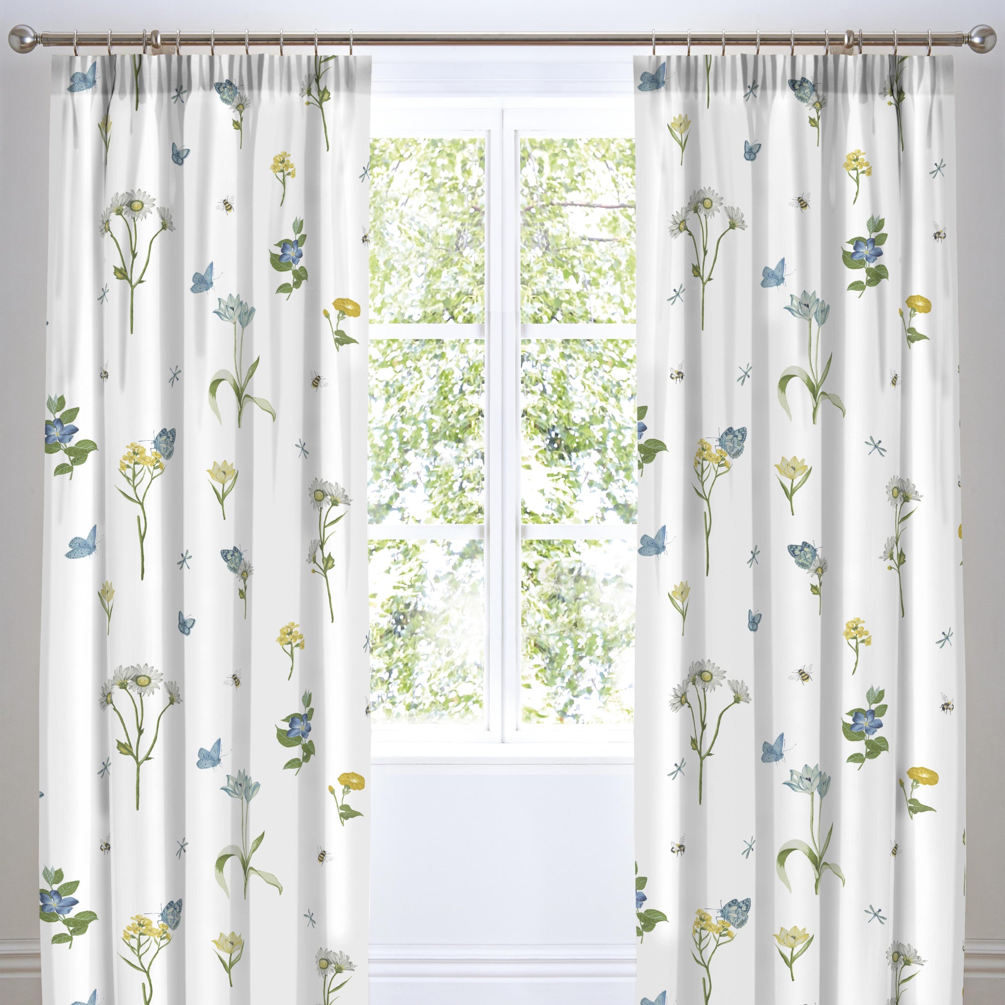 Pair of Pencil Pleat Curtains Emelia by Dreams & Drapes Design in Blue