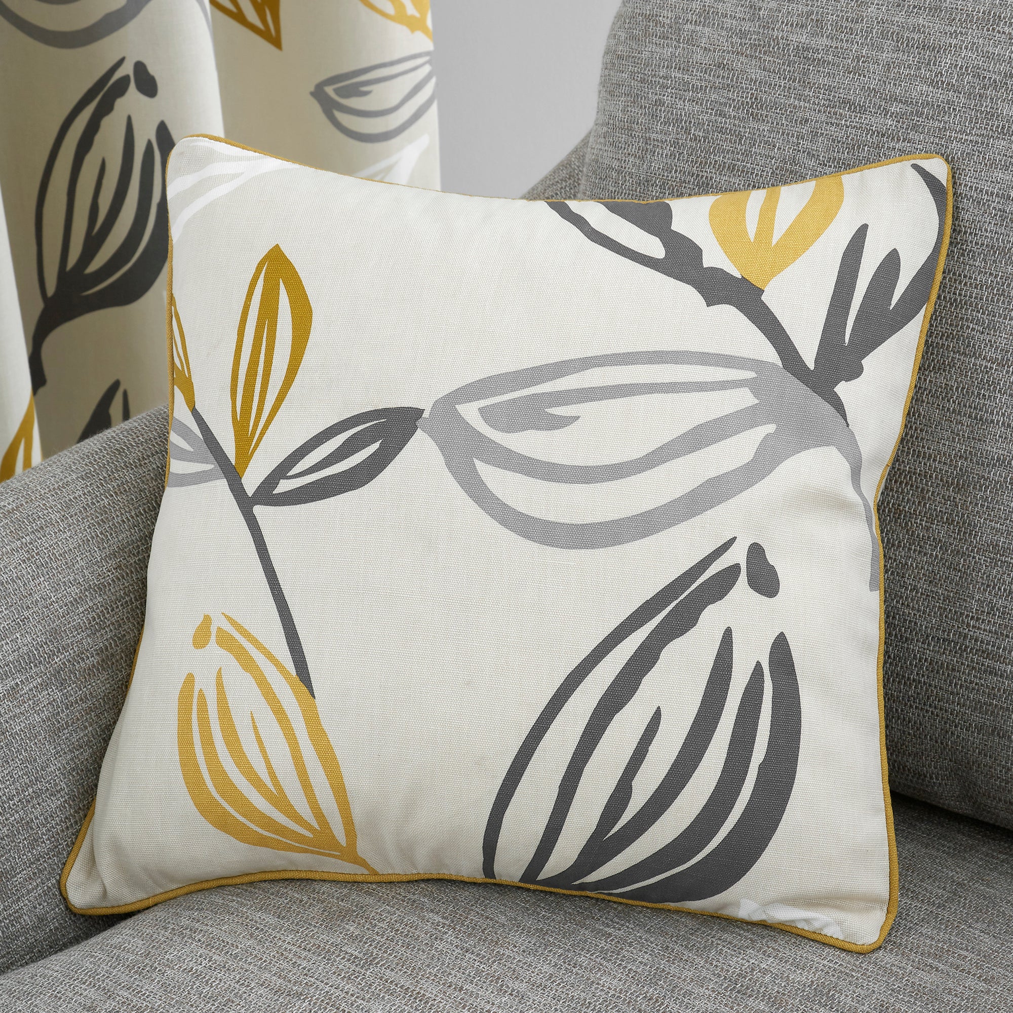 Ensley - 100% Cotton Filled Cushion in Ochre - by Fusion