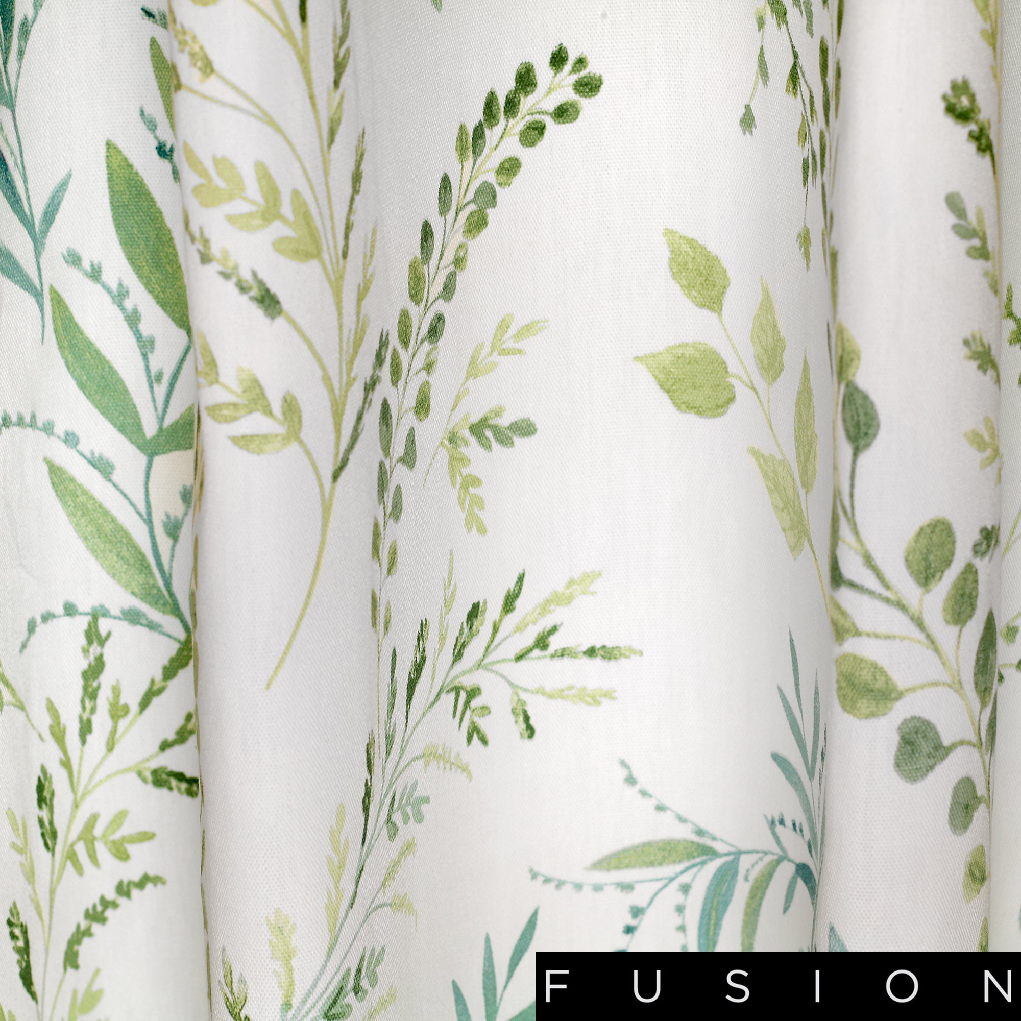 Fernworthy - 100% Cotton Lined Eyelet Curtains in Green - by Fusion