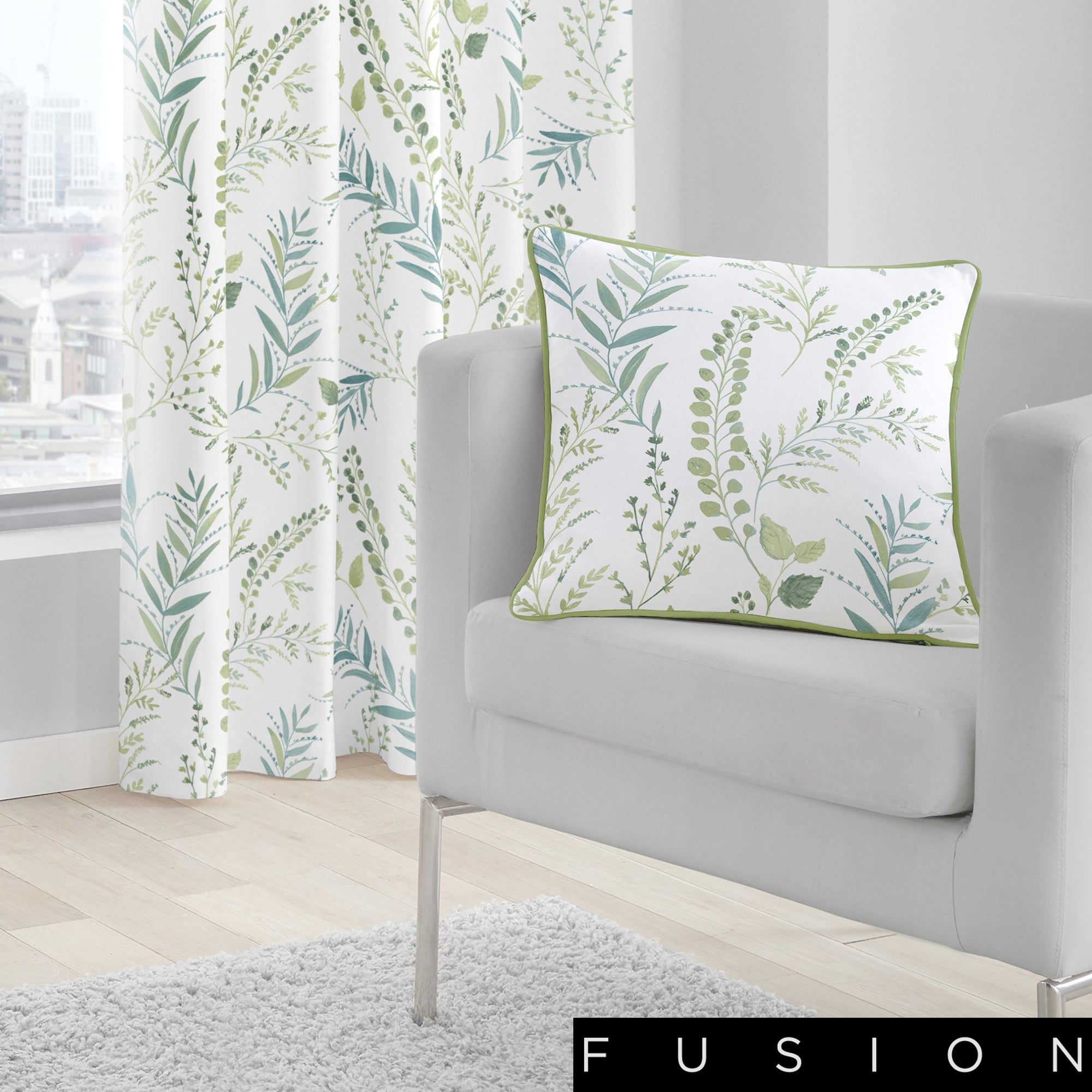Fernworthy - Filled Green Square Cushion - by Fusion