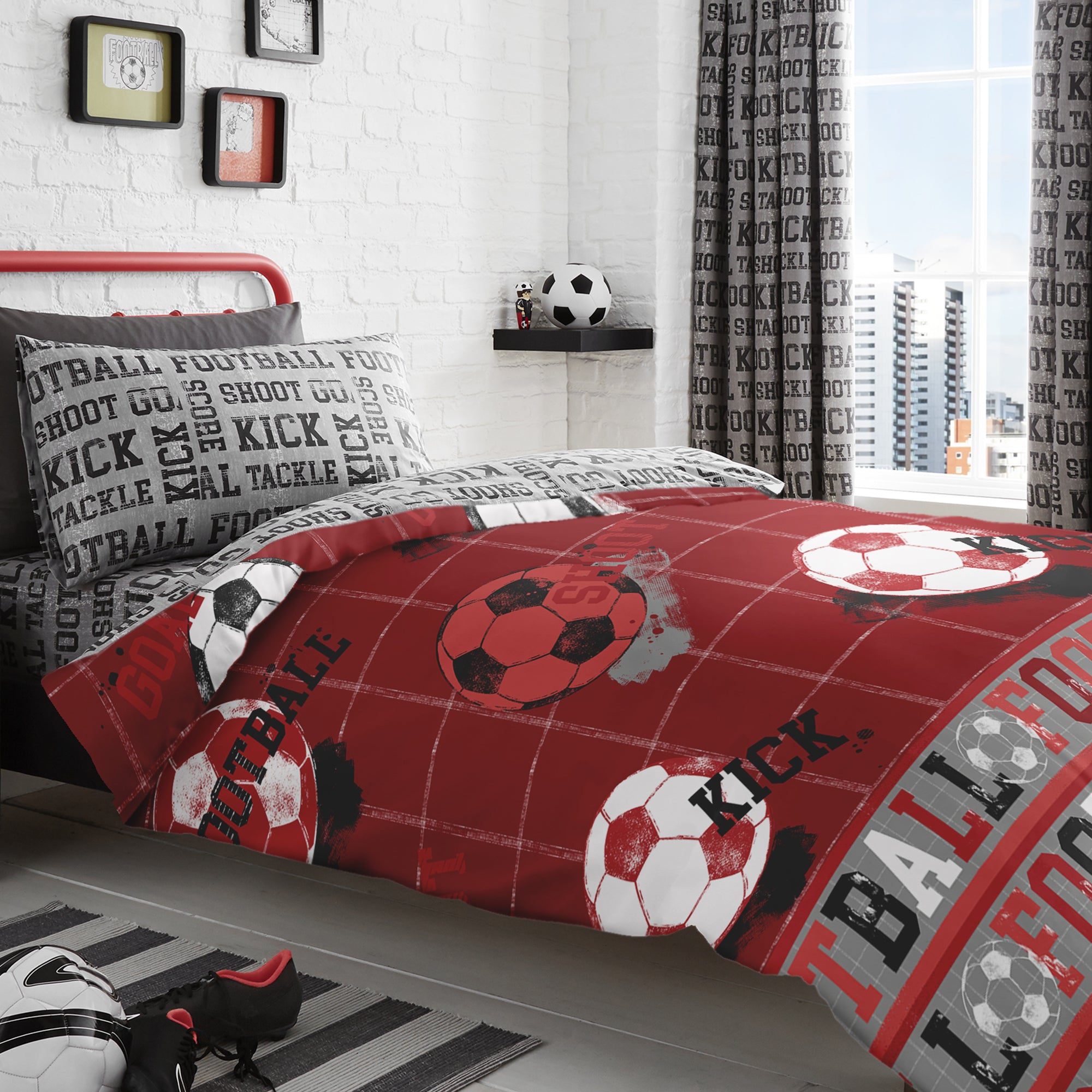 Football - Easy Care Duvet Cover Set in Red - by Bedlam