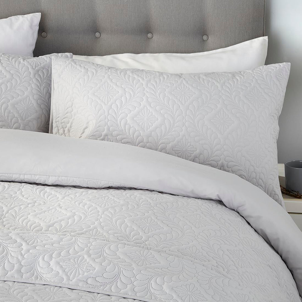 Gianna - Pinsonic Duvet Cover Set in Silver - by Serene