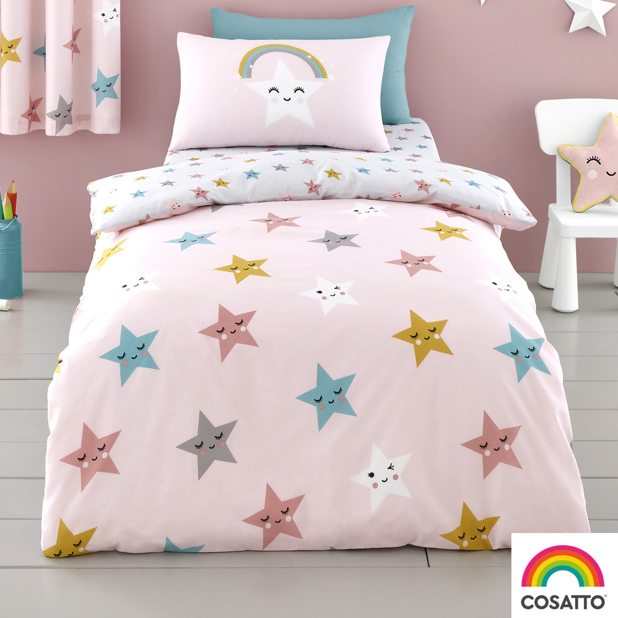 Happy Stars - 100% Cotton Duvet Set / Curtains - by Cosatto
