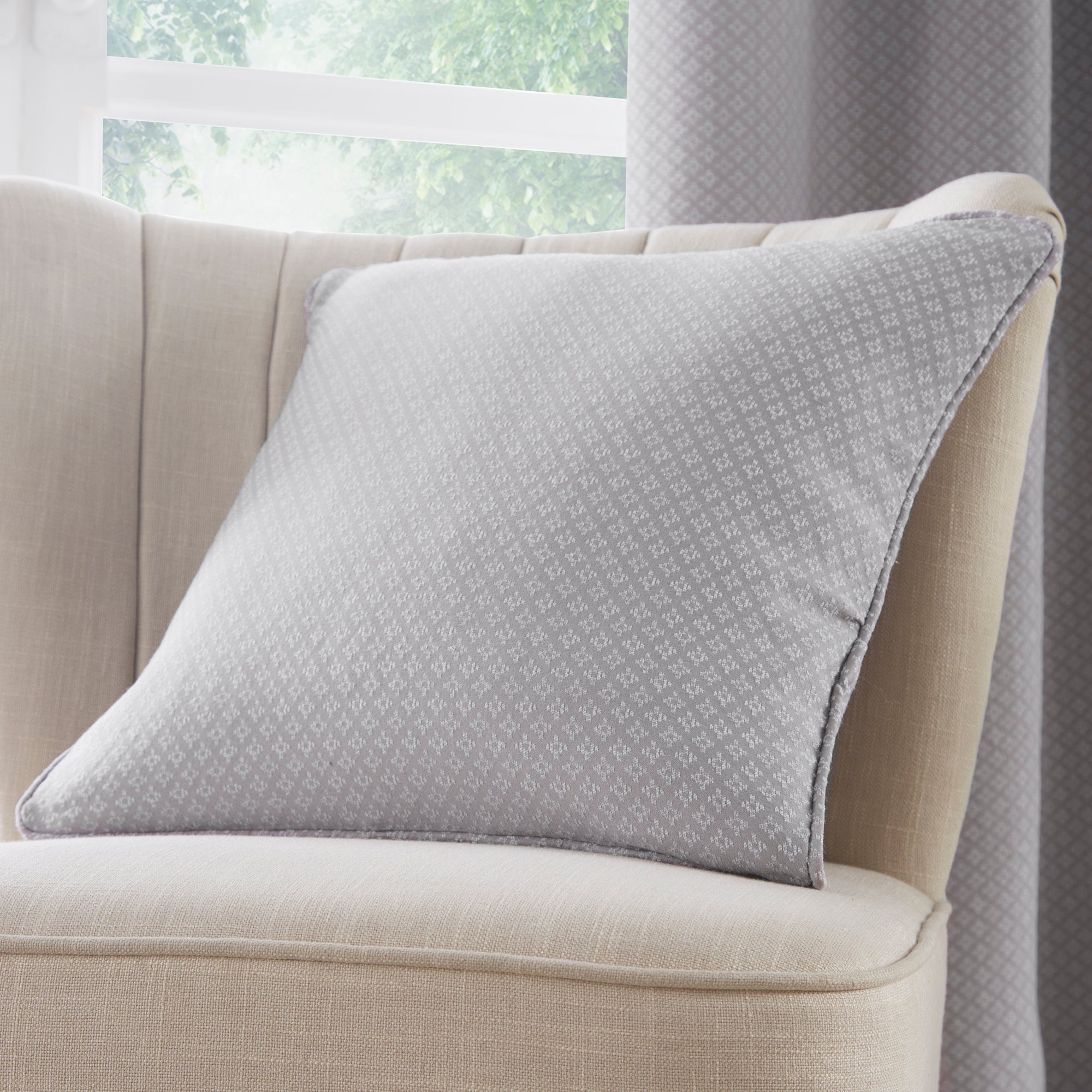 Indiana - Jacquard Filled Cushion in Silver - by D&D Woven