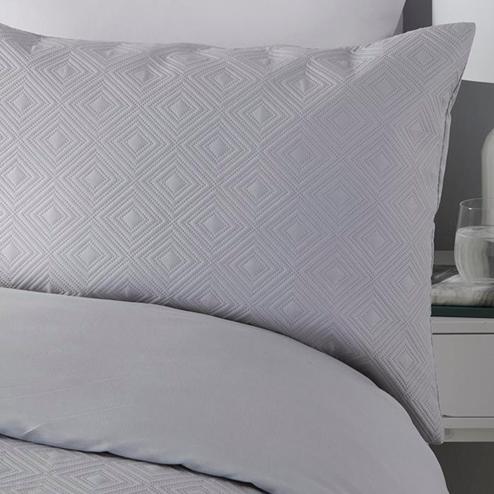 Kinsley - Pinsonic Duvet Cover Set in Silver - by Serene