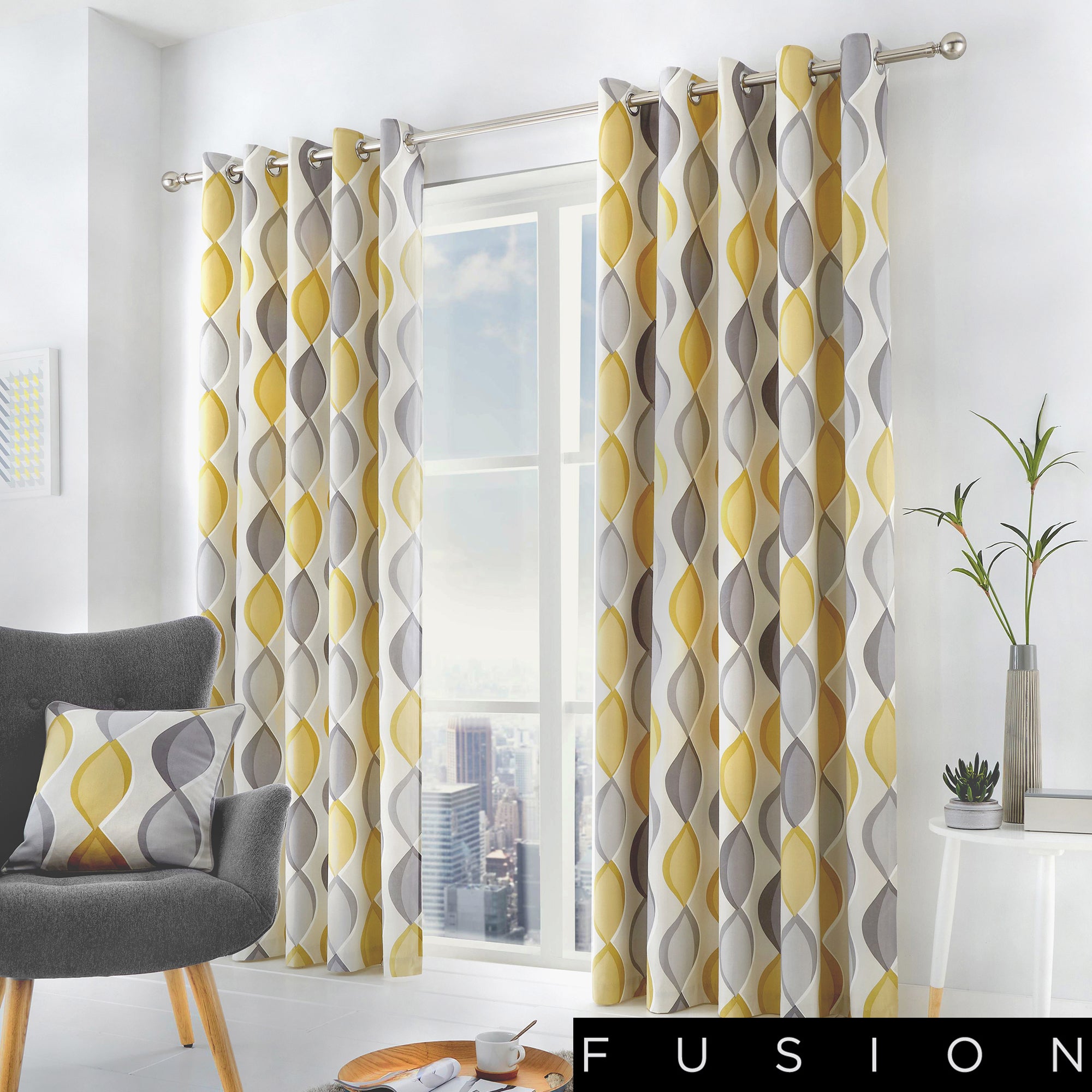 Lennox - 100% Cotton Lined Eyelet Curtains in Grey - by Fusion