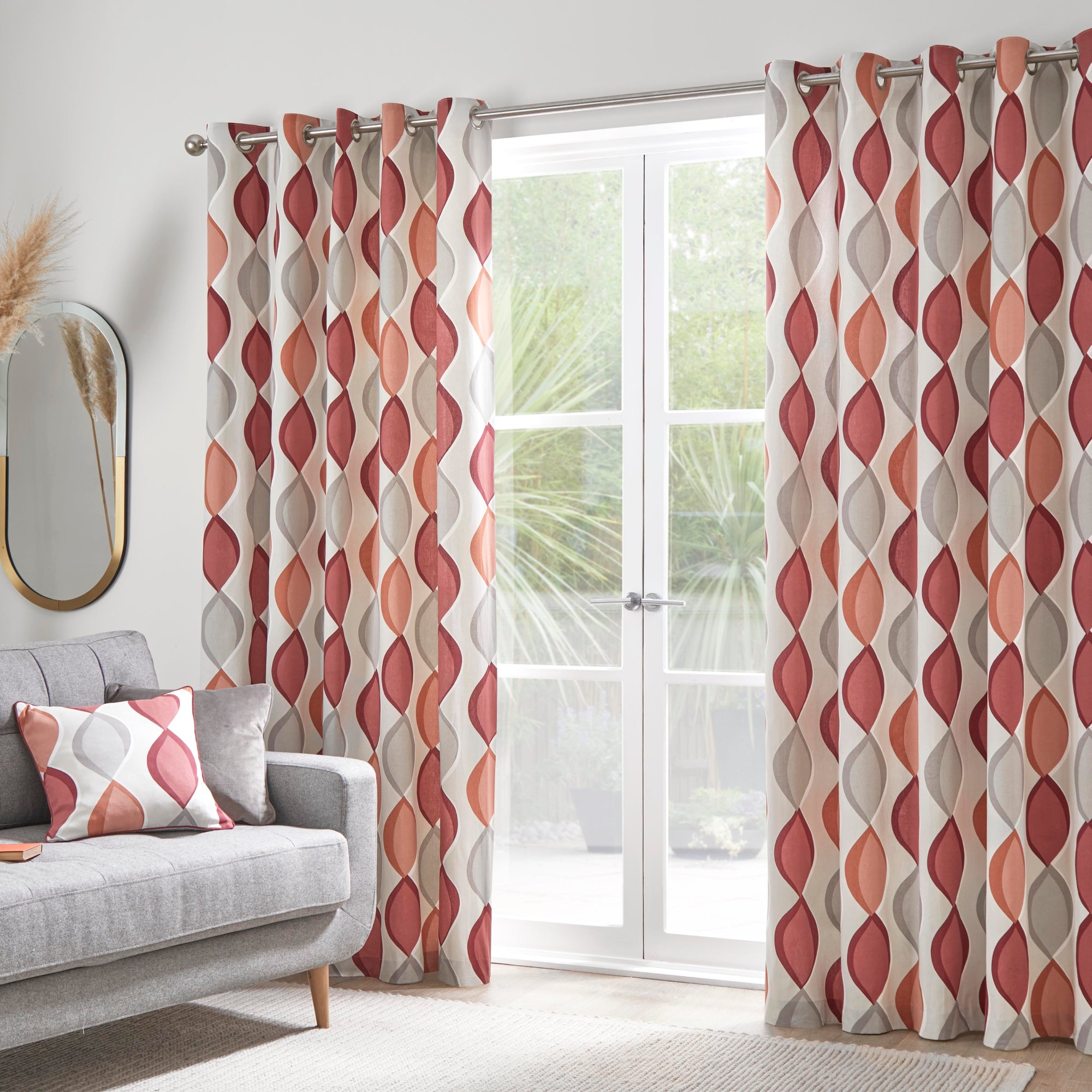 Pair of Eyelet Curtains Lennox by Fusion in Spice