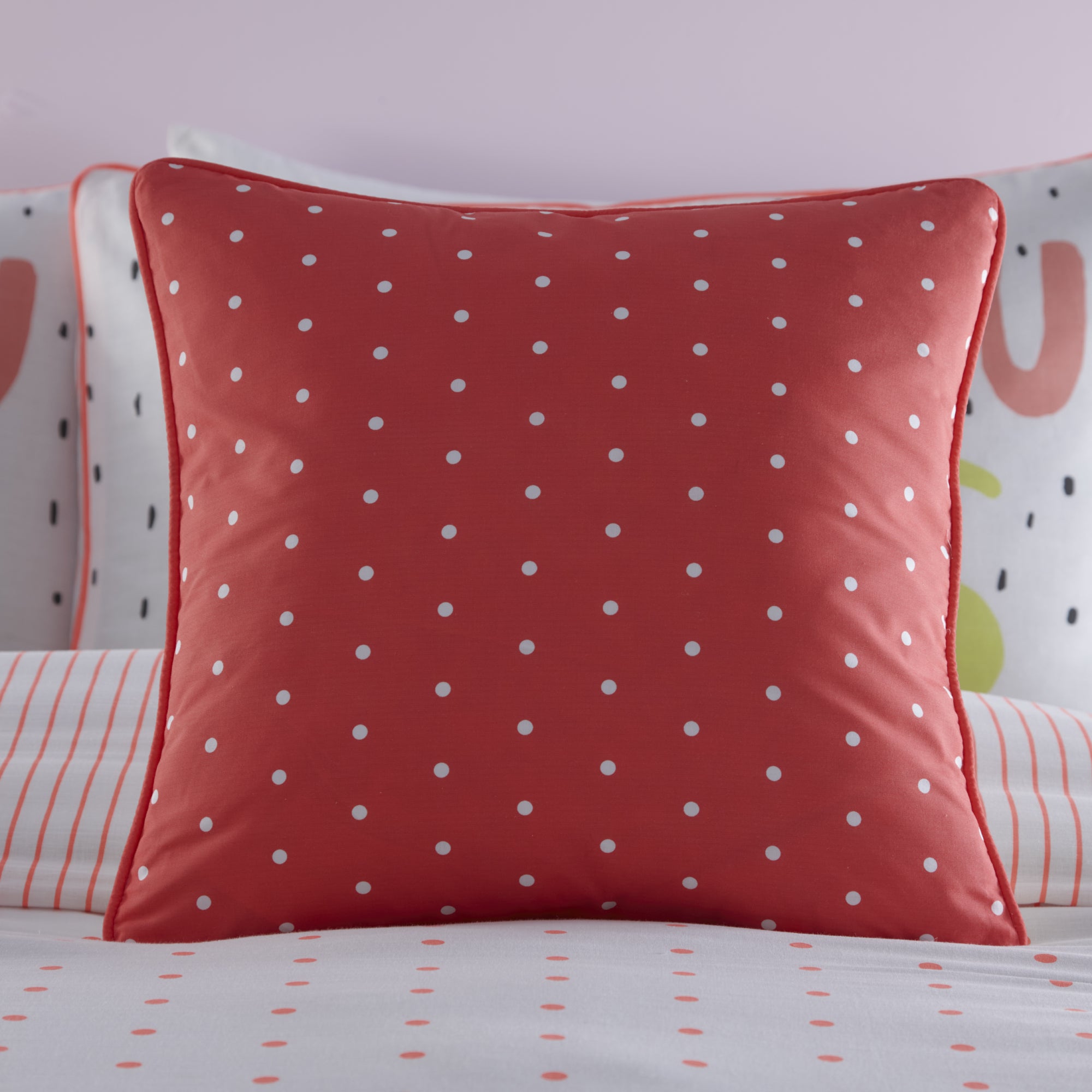 Filled Cushion Love by Appletree Kids in Coral