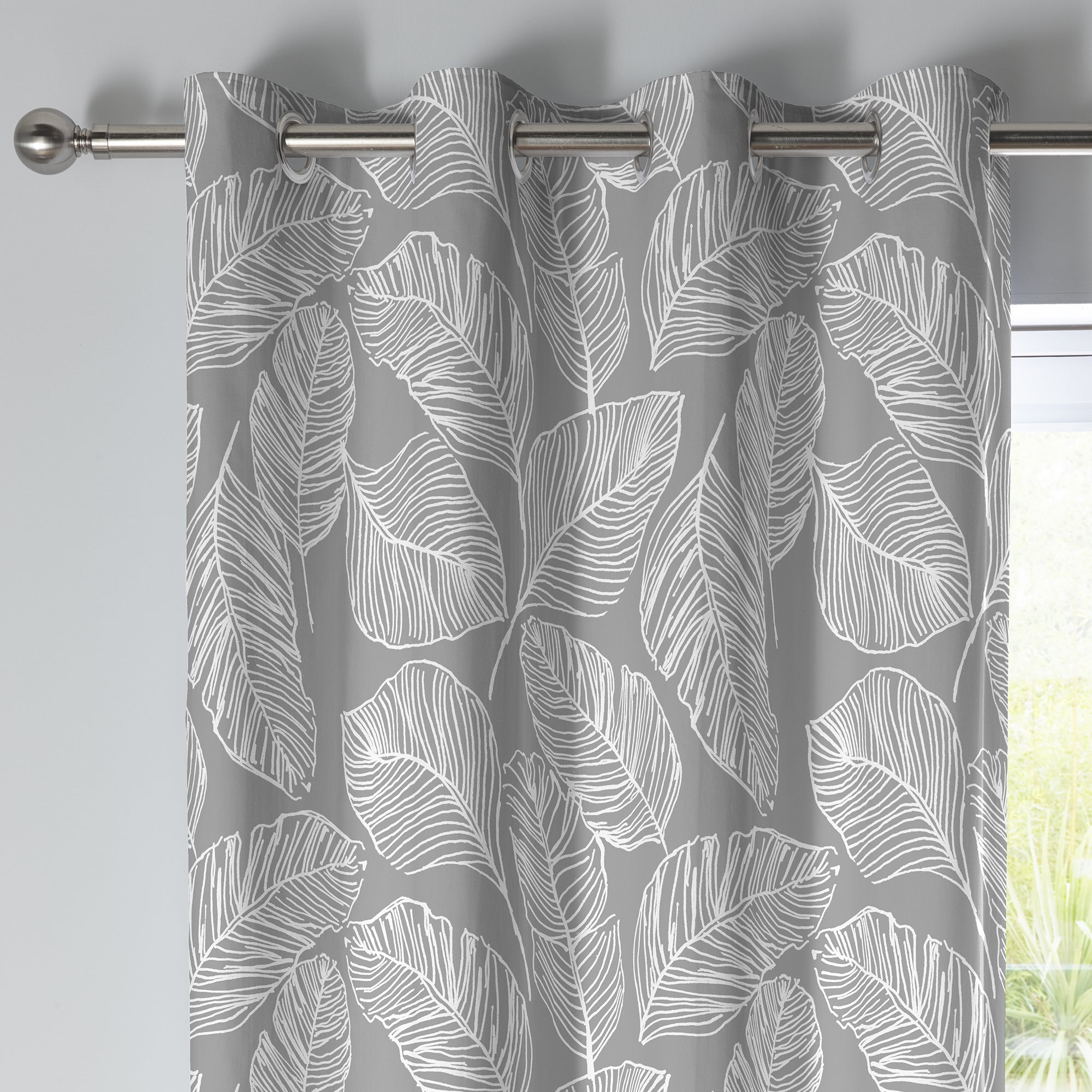 Matteo - 100% Cotton Pair of Eyelet Curtains in Grey - by Fusion