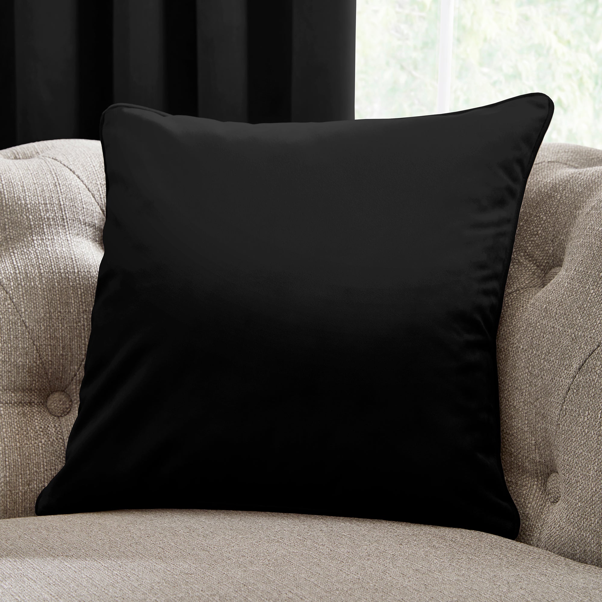 Montrose - Velvet Filled Cushion in Black - by Laurence Llewelyn-Bowen