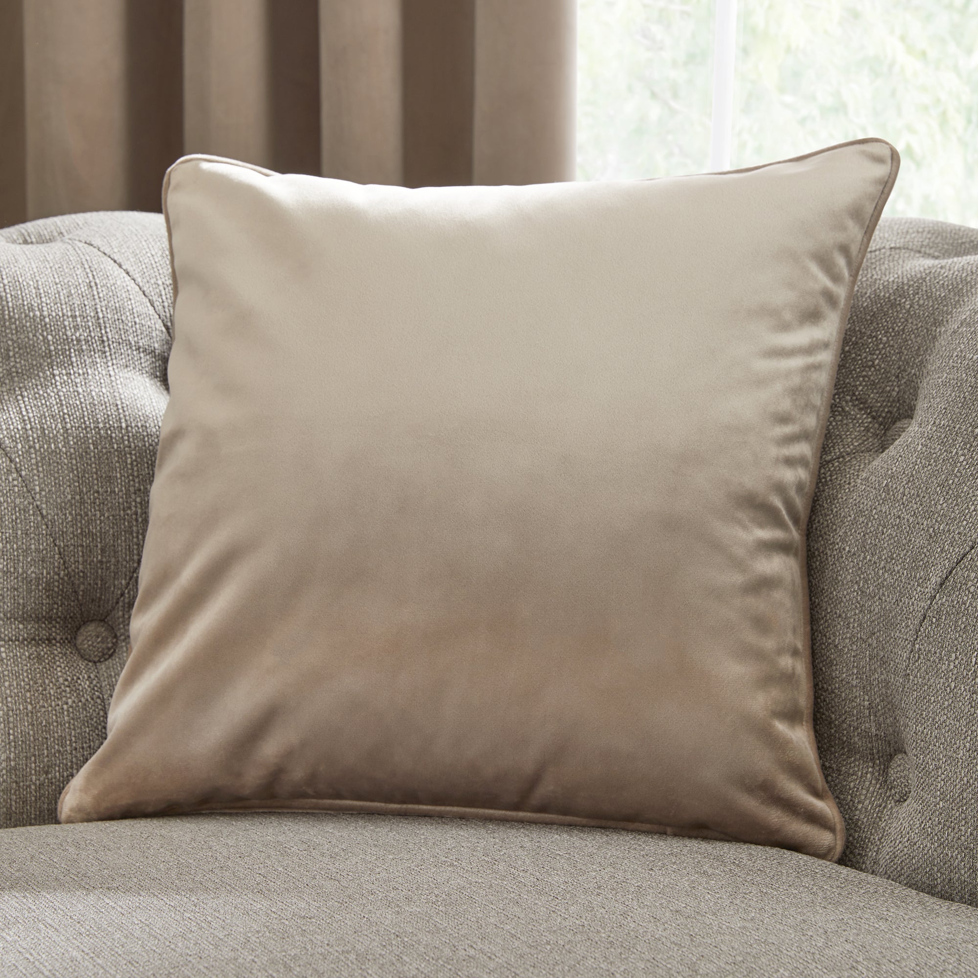 Montrose - Velvet Filled Cushion in Linen - by Laurence Llewelyn-Bowen