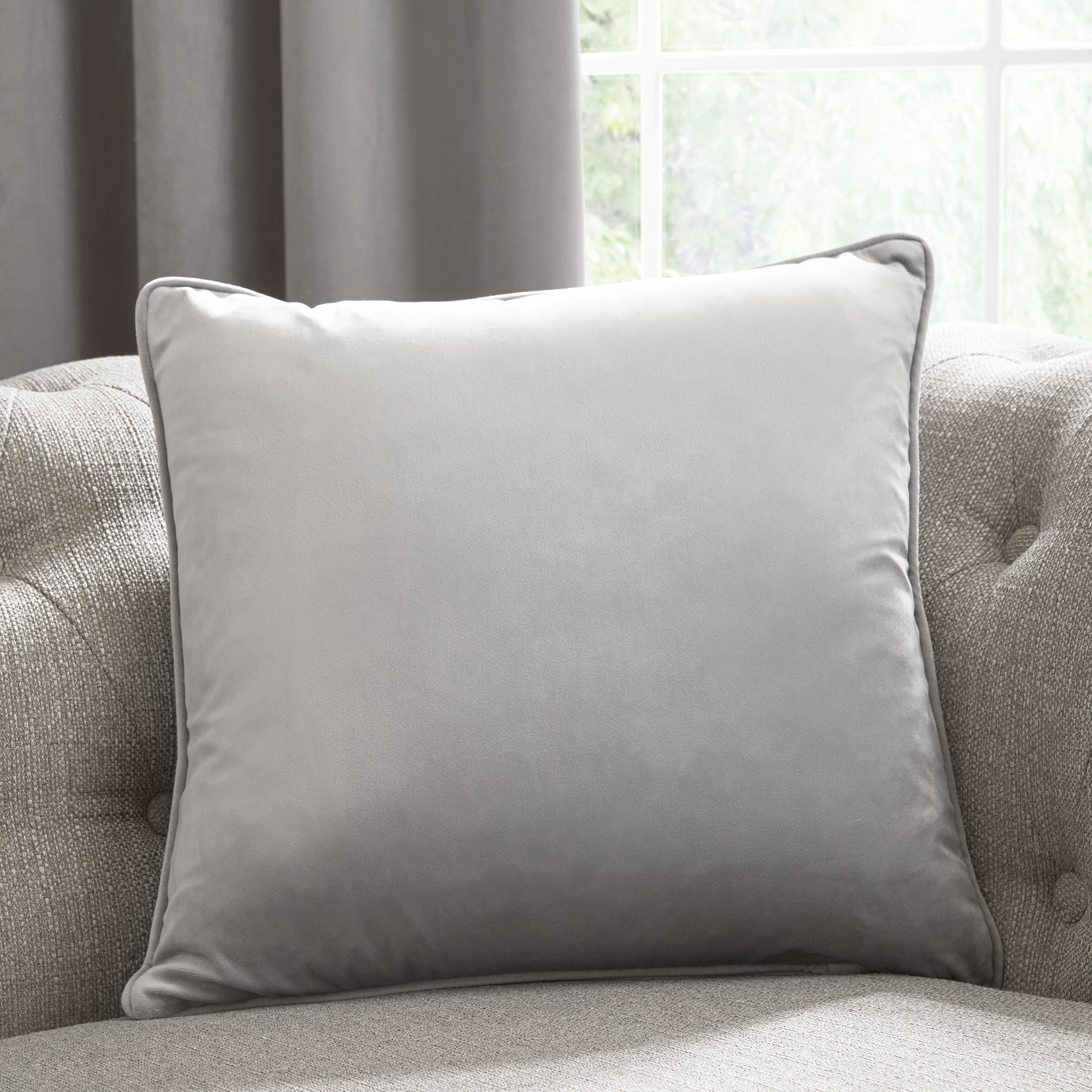 Montrose - Velvet Filled Cushion in Silver - by Laurence Llewelyn-Bowen