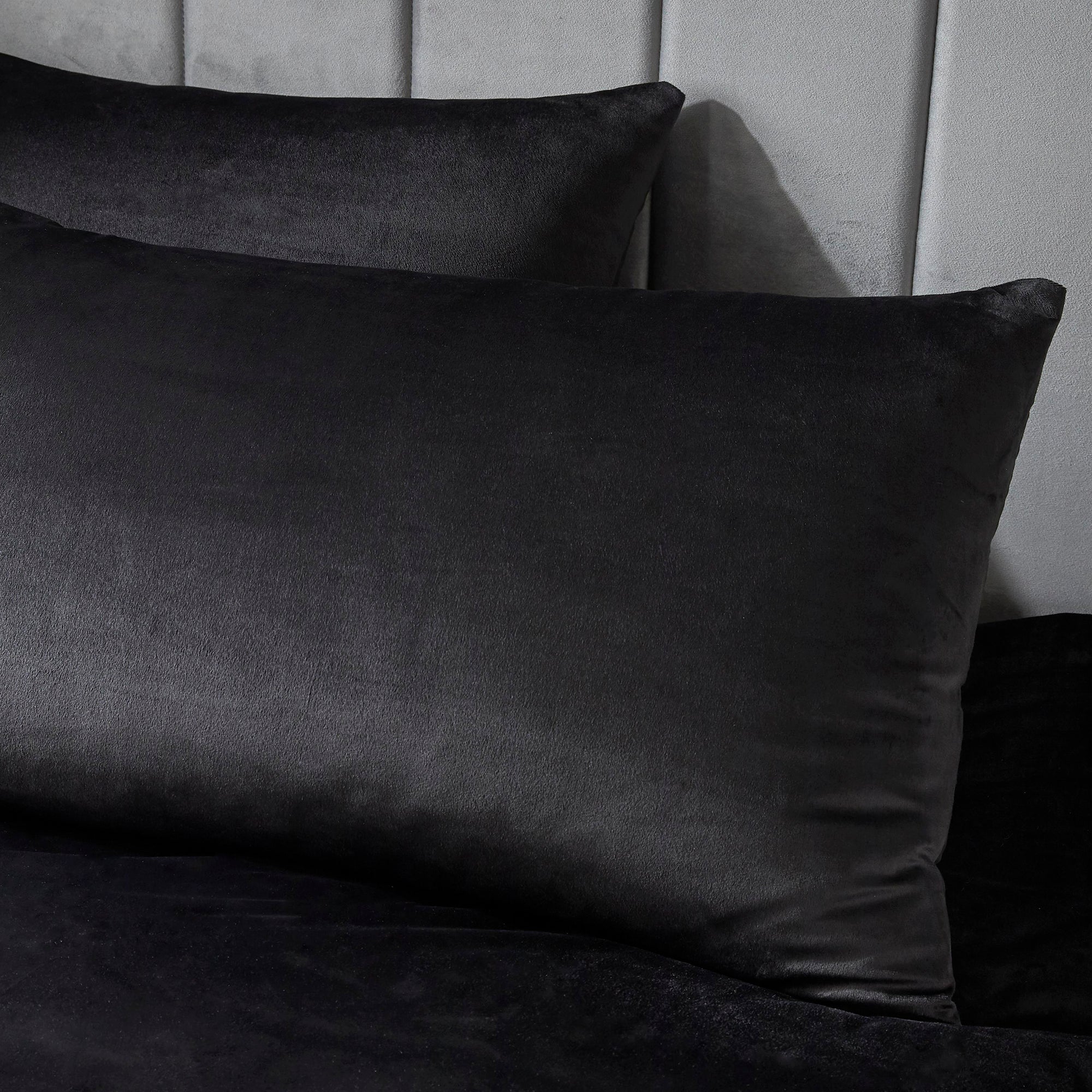 Montrose - Luxury Velvet Duvet Cover Set in Black - by Laurence Llewelyn-Bowen