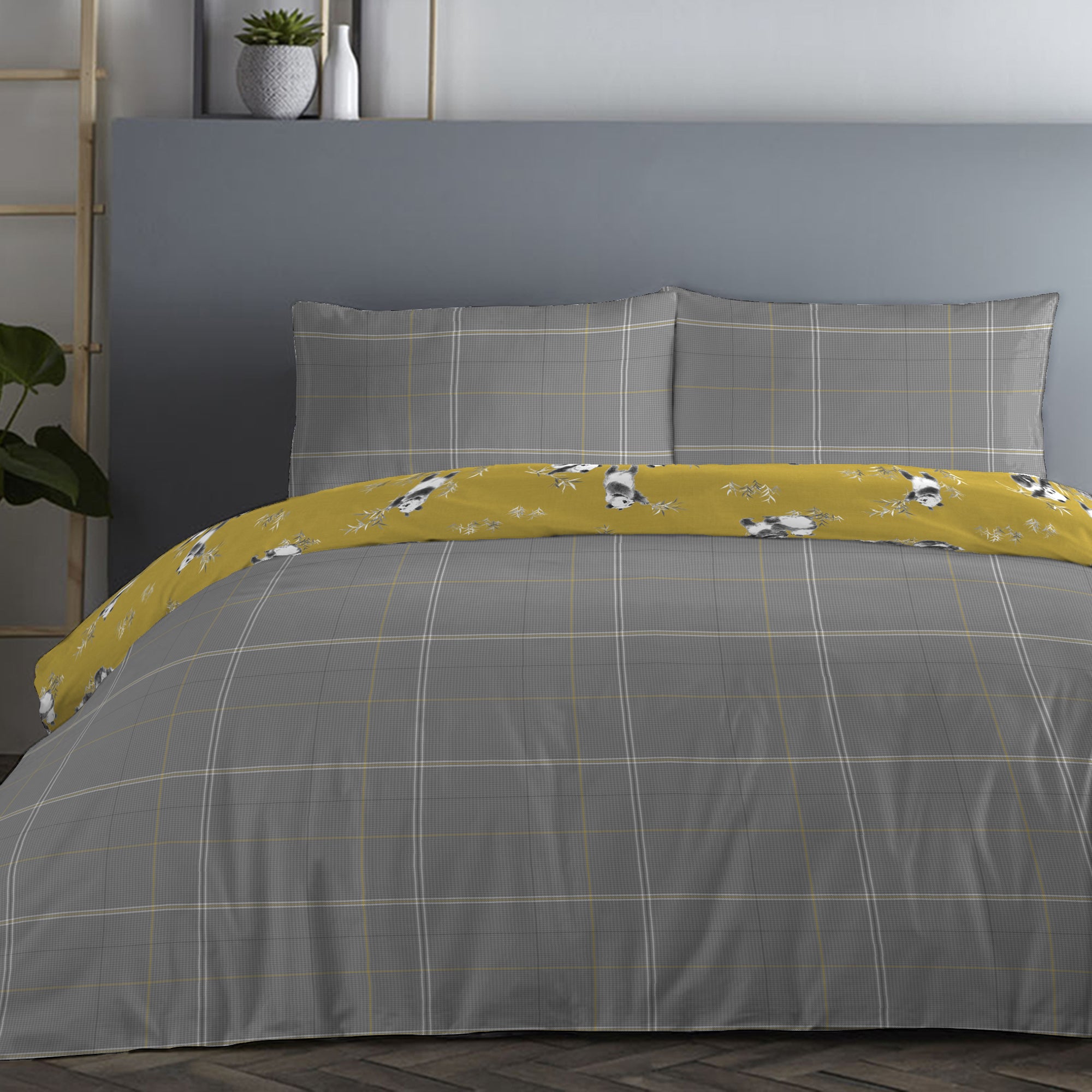 Panda - Easy Care Duvet Cover Set in Ochre Yellow - By Fusion