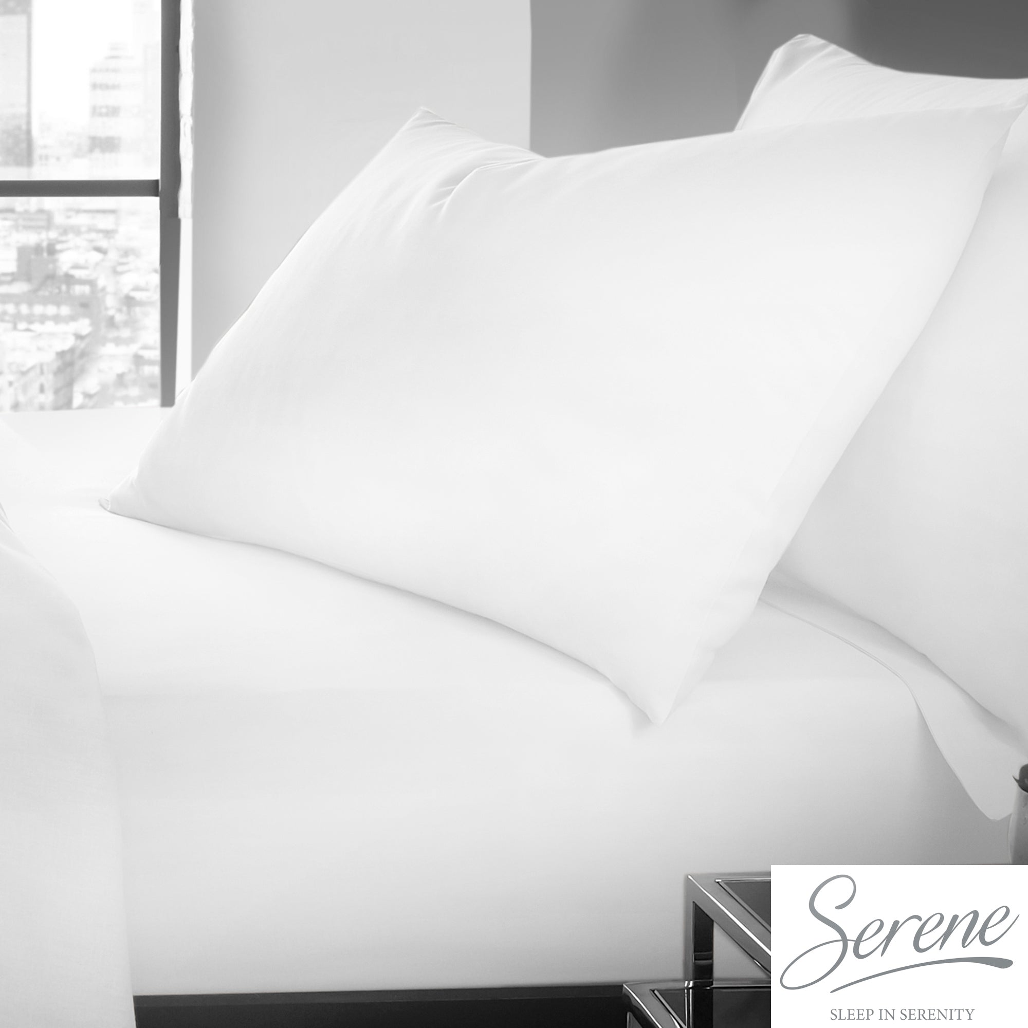 Plain Dye - Easy Care Sheets & Optional Pillowcases in White - by Serene