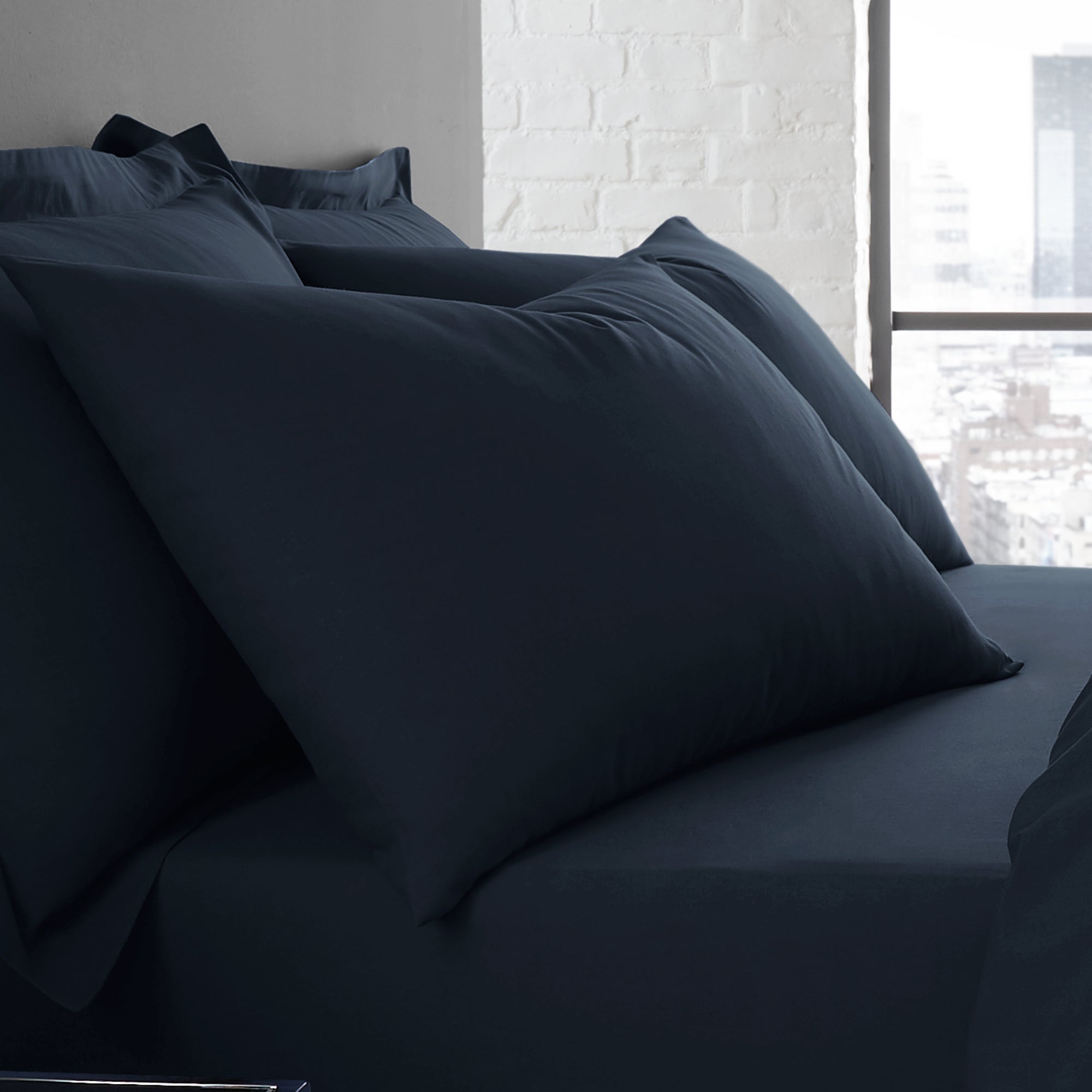 Plain Dye - Fitted Bed Sheet by Serene in Navy & Optional Pillowcases