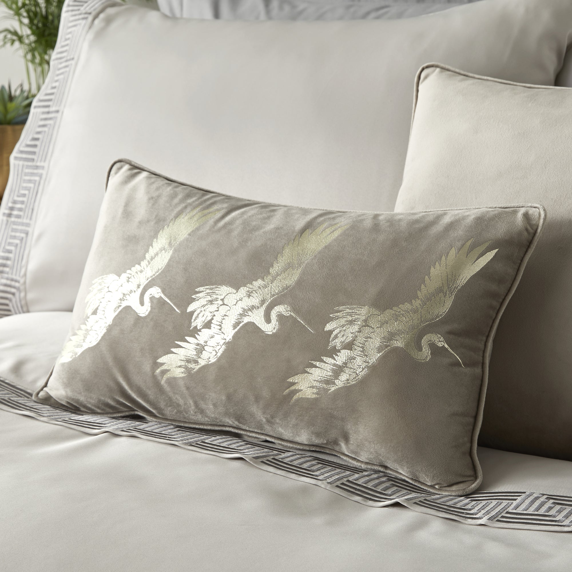 Qing - Foil Print Filled Cushion - by Laurence Llewelyn-Bowen