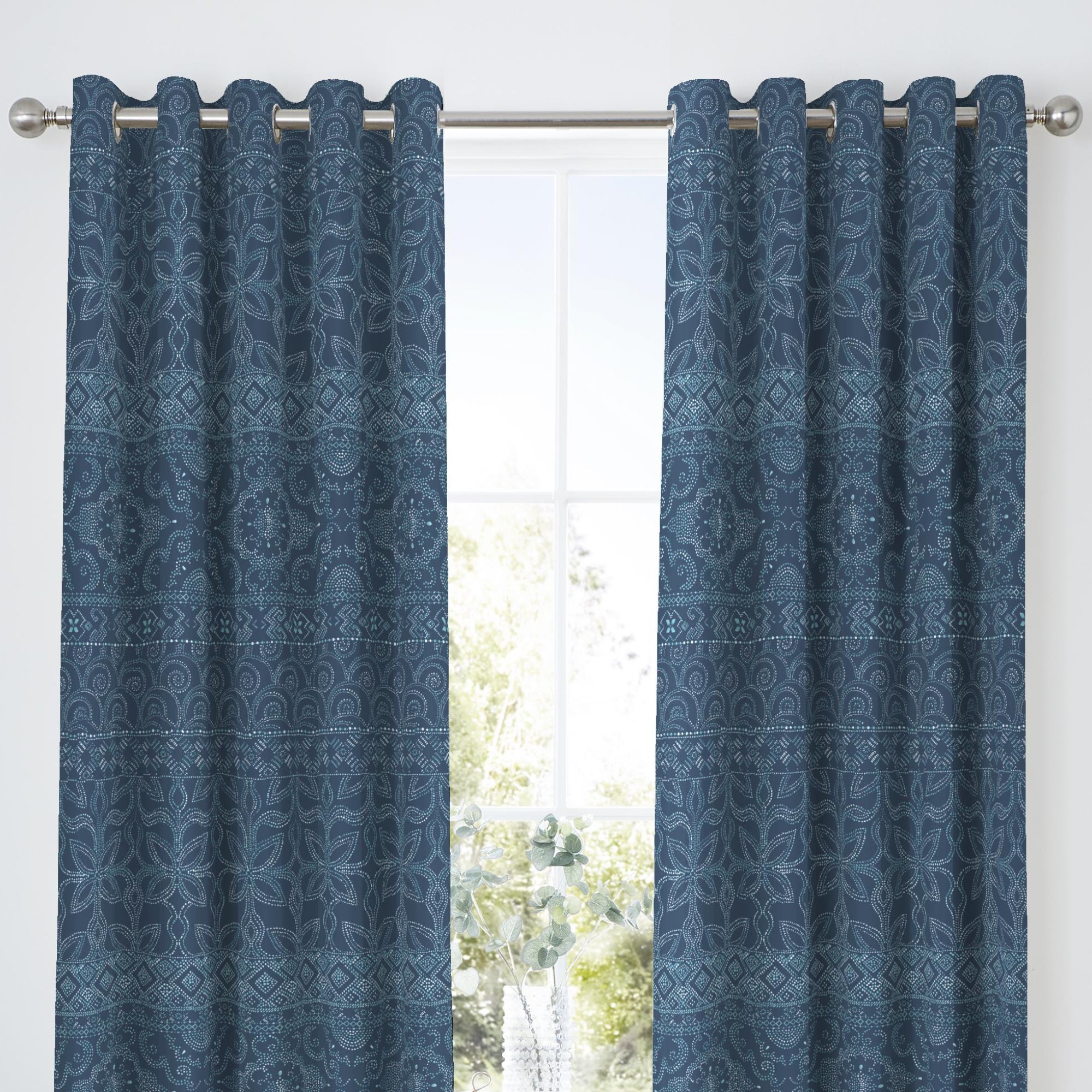 Pair of Eyelet Curtains Rohini by Dreams & Drapes Design in Blue