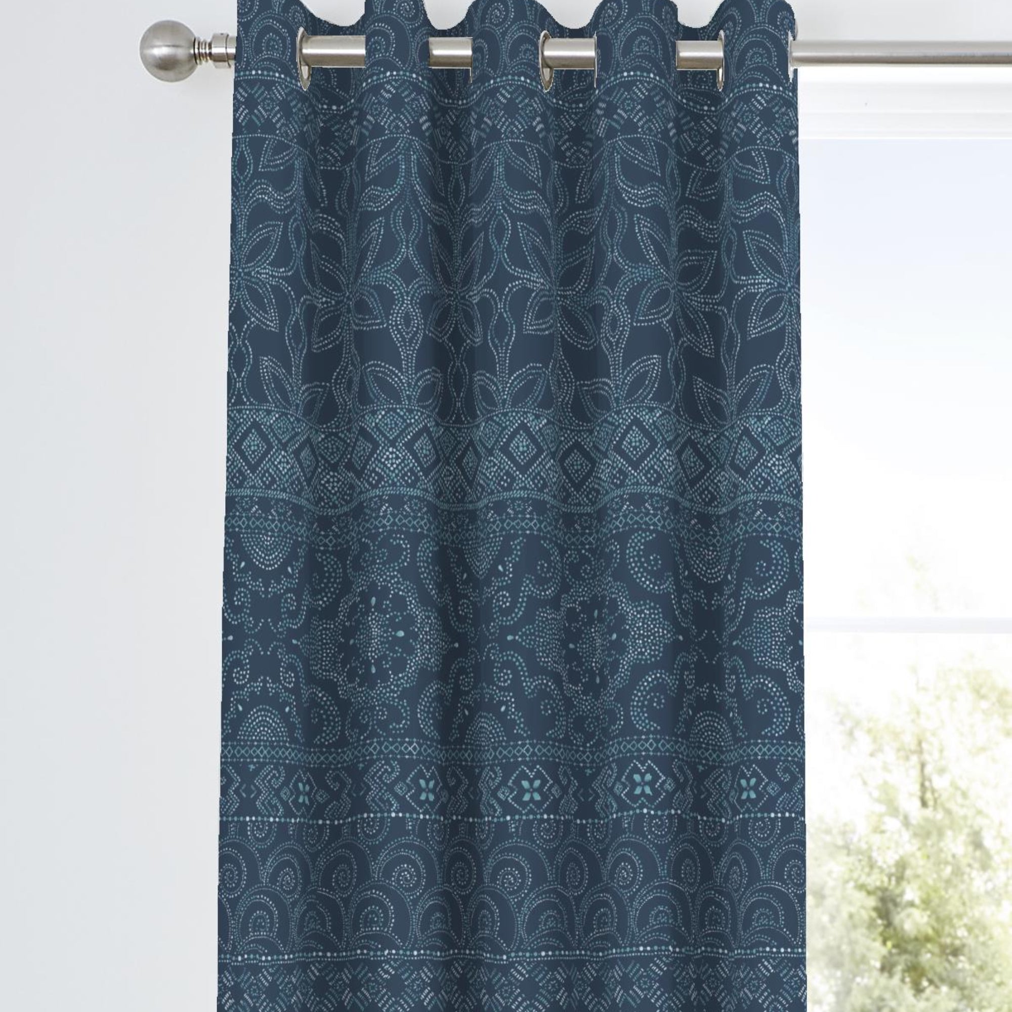 Pair of Eyelet Curtains Rohini by Dreams & Drapes Design in Blue