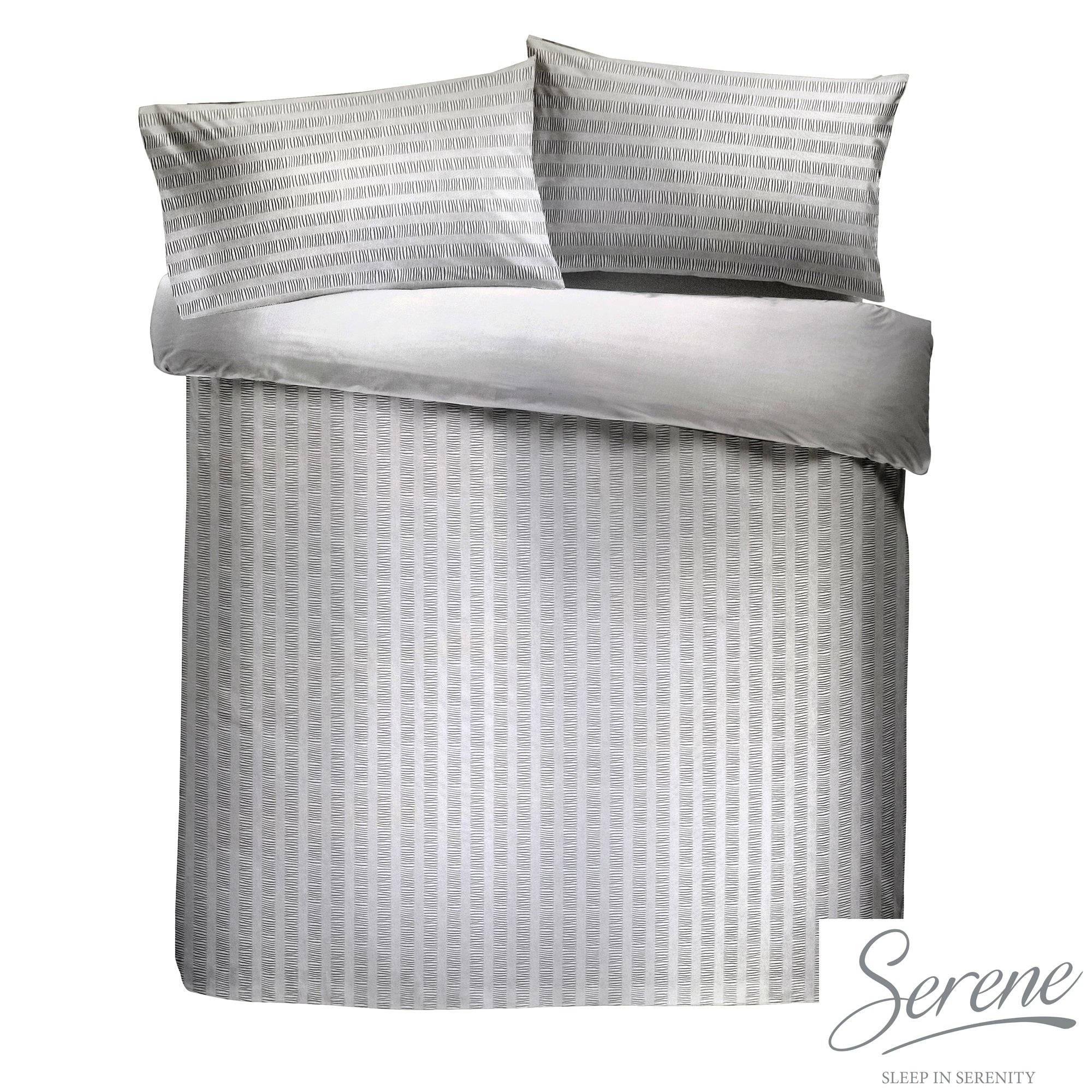 Seersucker - Easy Care Duvet Cover Set in Grey - by Serene