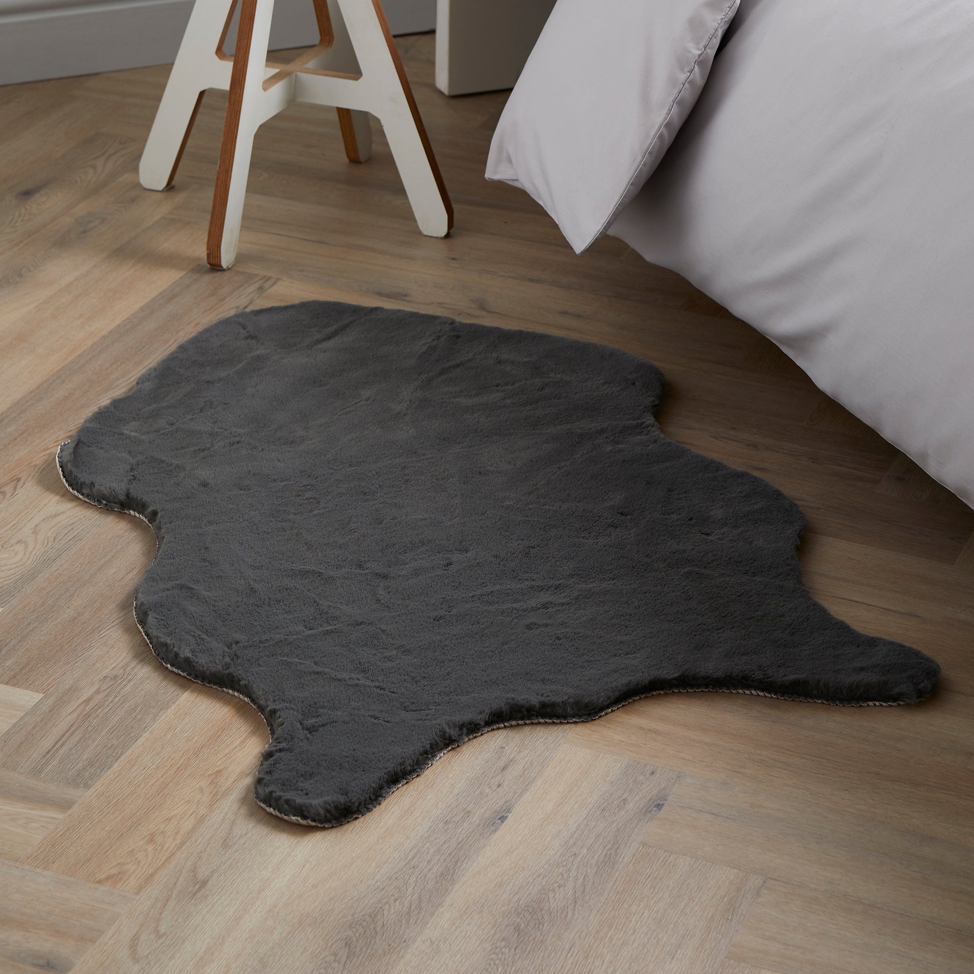 Fur Rug Shape Shaped Rug - Faux Fur Shaped Rug in Charcoal - by Fusion – Stylish Home