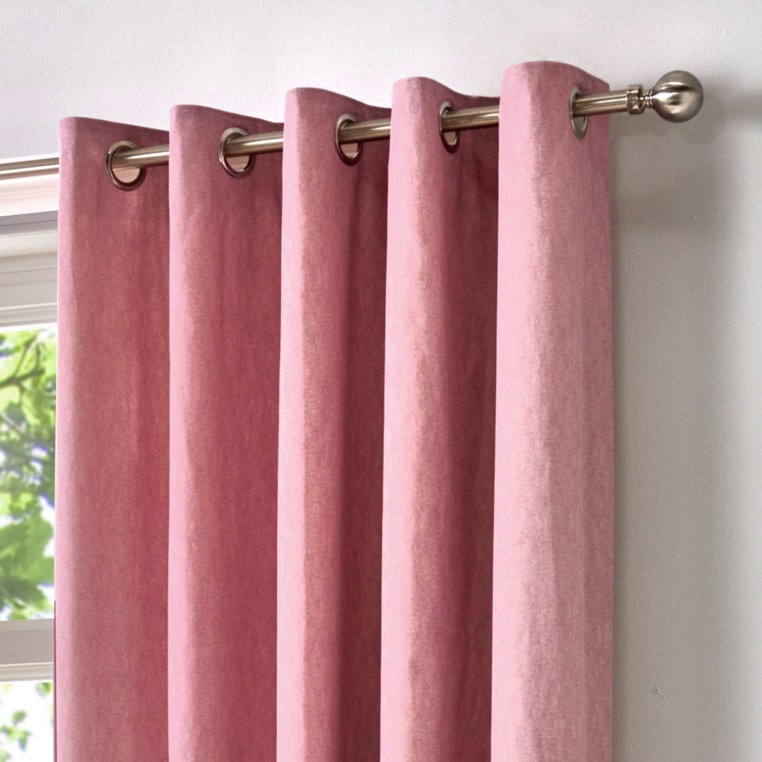 Sorbonne - 100% Cotton Pair of Eyelet Curtains in Blush - by Fusion