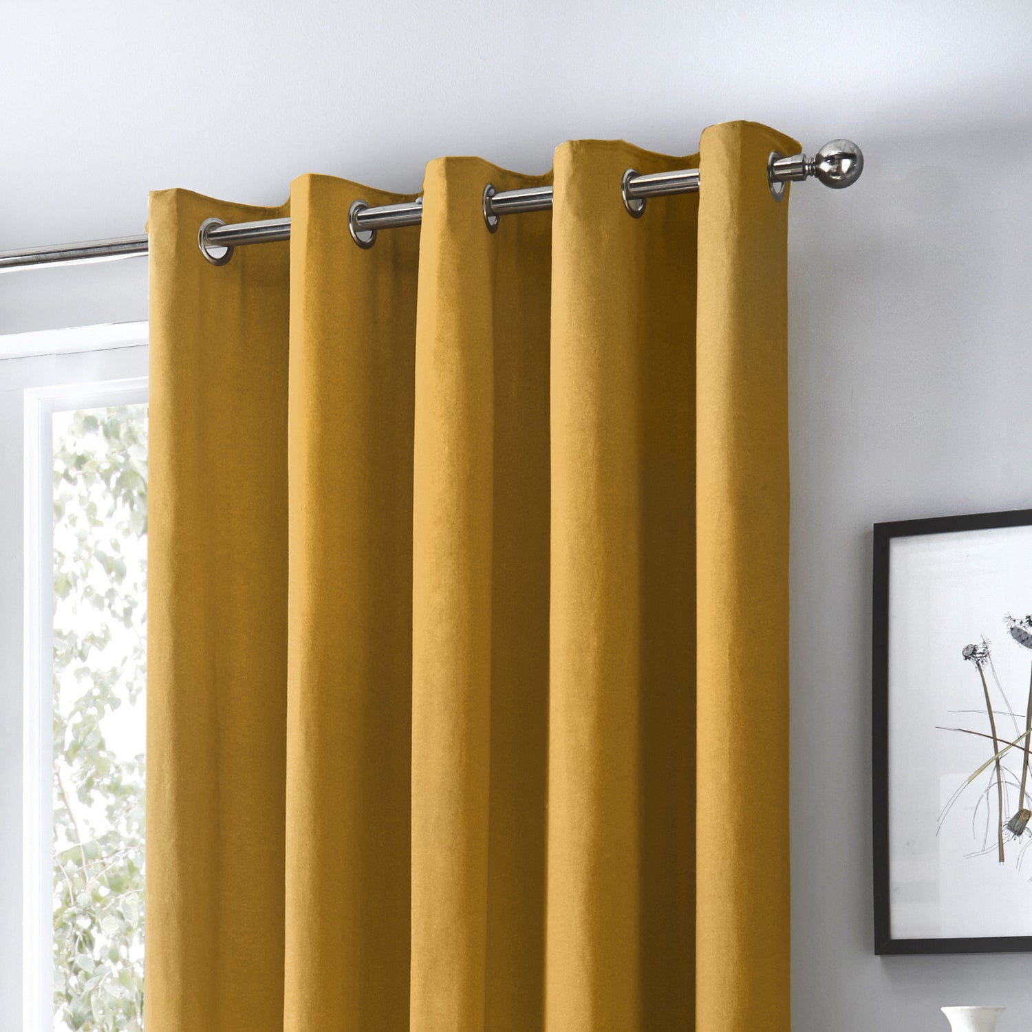 Sorbonne - 100% Cotton Lined Eyelet Curtains in Ochre - by Fusion