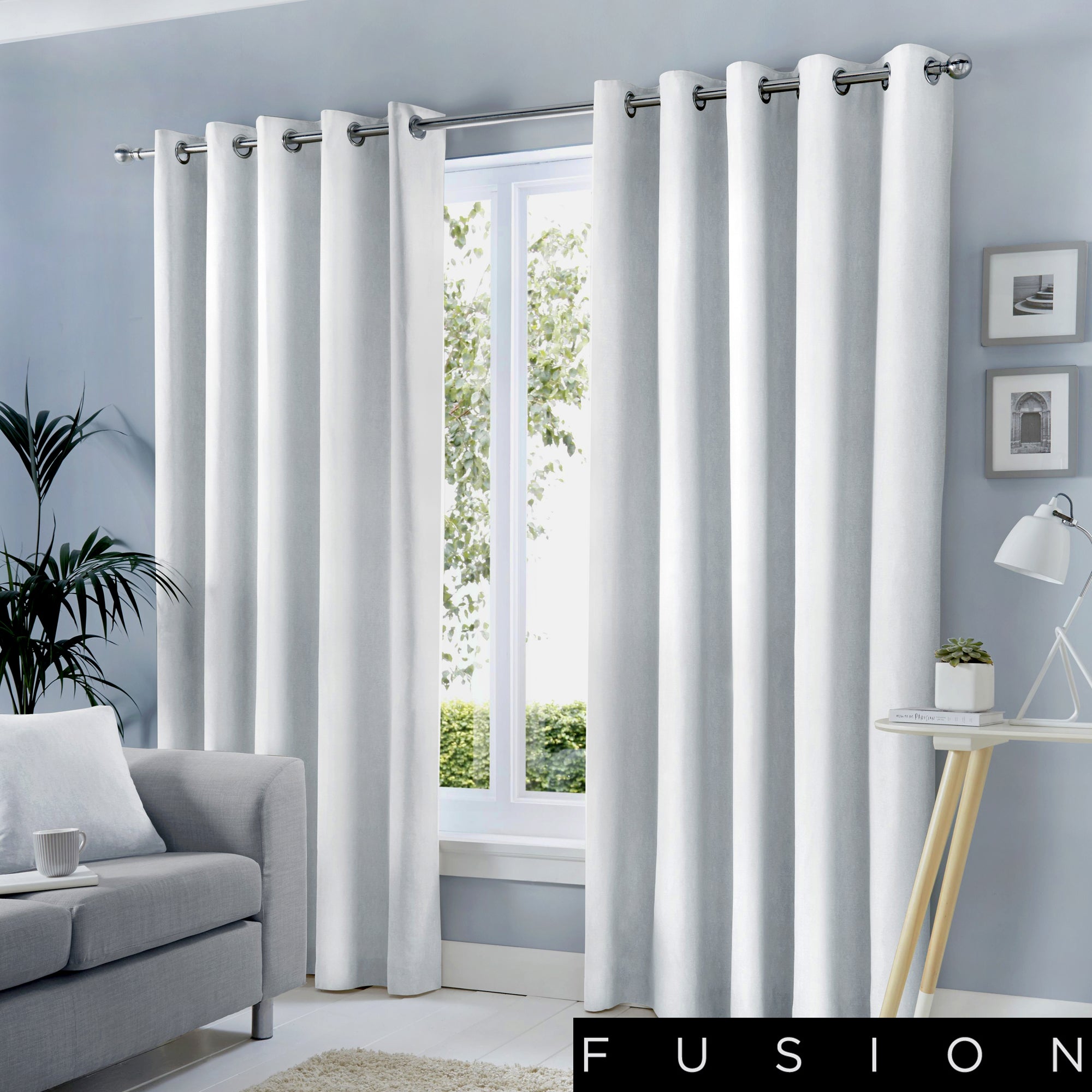 Sorbonne - 100% Cotton Lined Eyelet Curtains in White - by Fusion